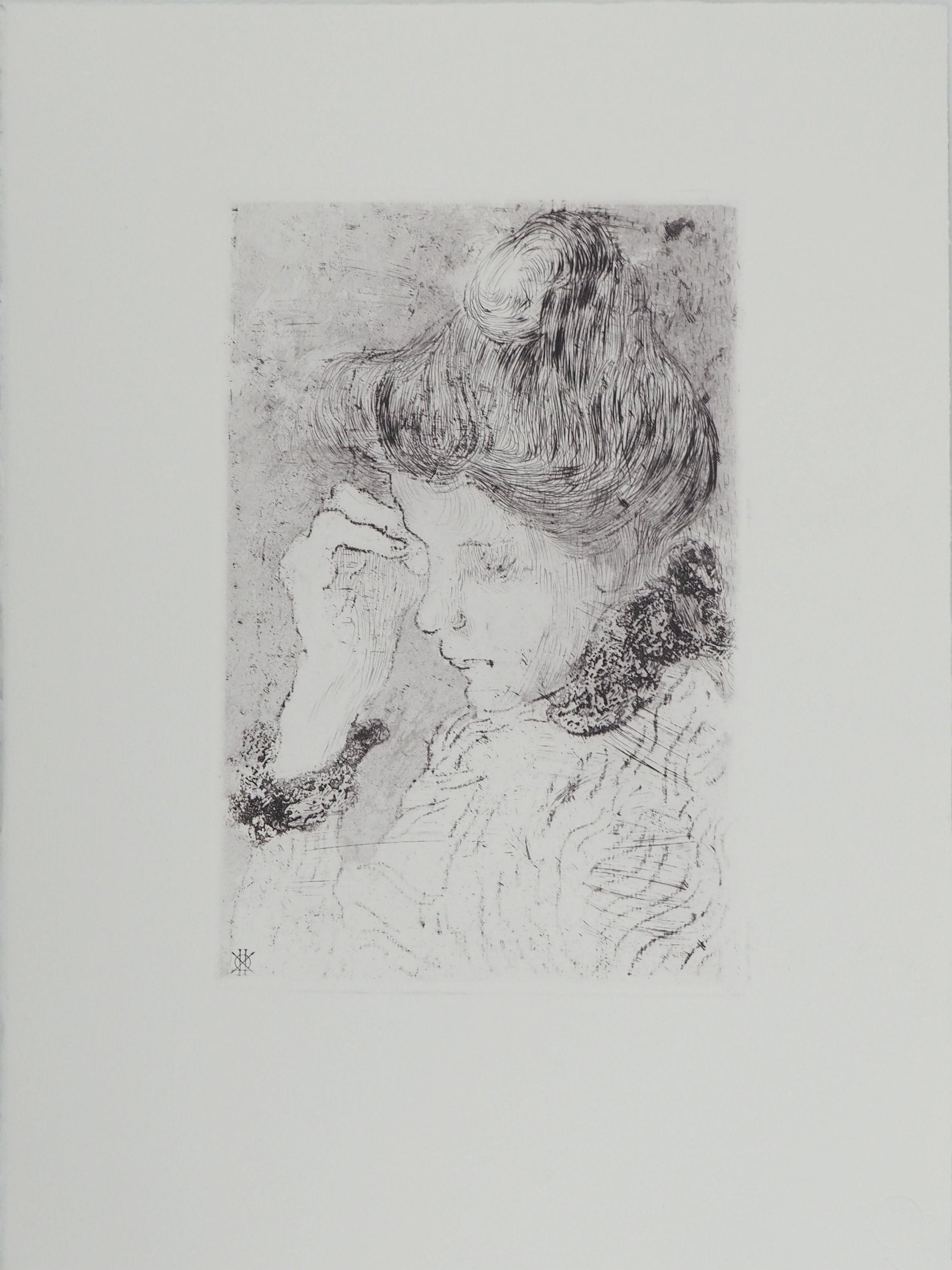 Portrait Print di Louis Valtat - Donna pensierosa - Acquaforte dal Museo del Louvre
