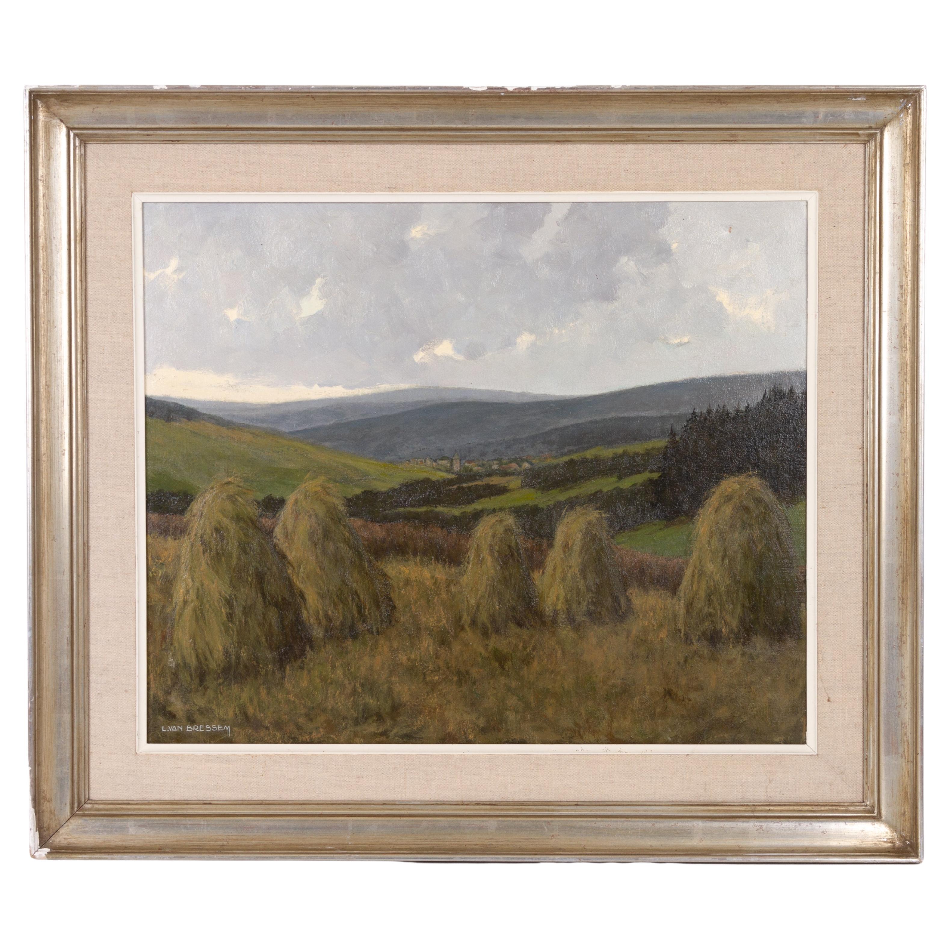 Louis Van Bressem Belgian Landscape Oil Painting