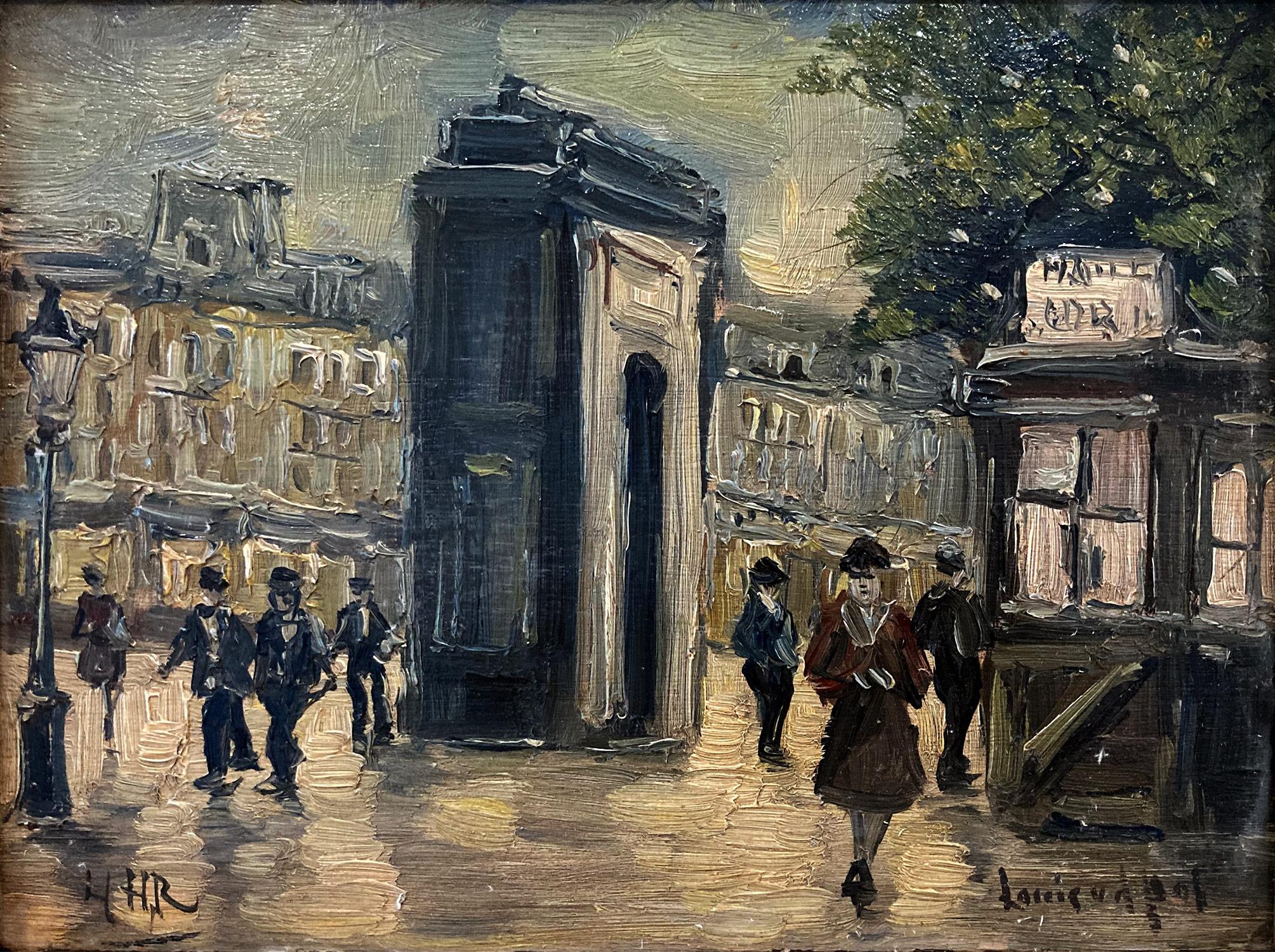 „Arc de Triomphe“ Pariser Nocturne-Szene, Ölgemälde des 20. Jahrhunderts  – Painting von Louis Van Der Pol
