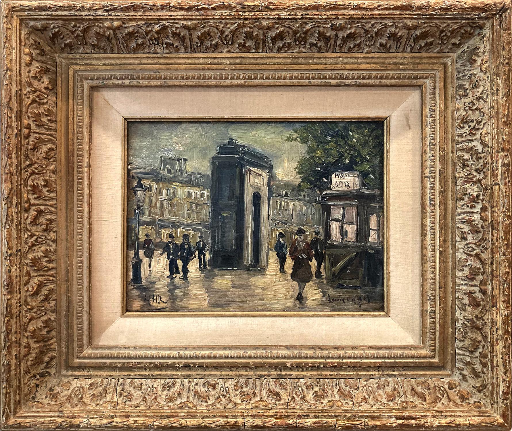 "Arc de Triomphe" Post-Impressionist Parisian Nocturne Street Scene Oil Painting