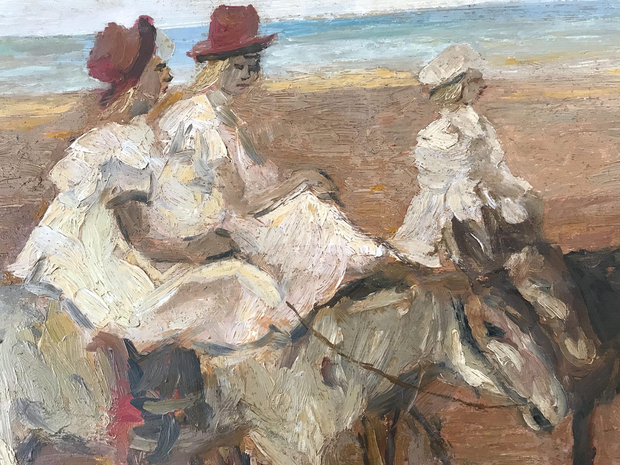 Romantisches Pariser Impressionistisches Ölgemälde „Horseback-Reise am Strand“  im Angebot 9