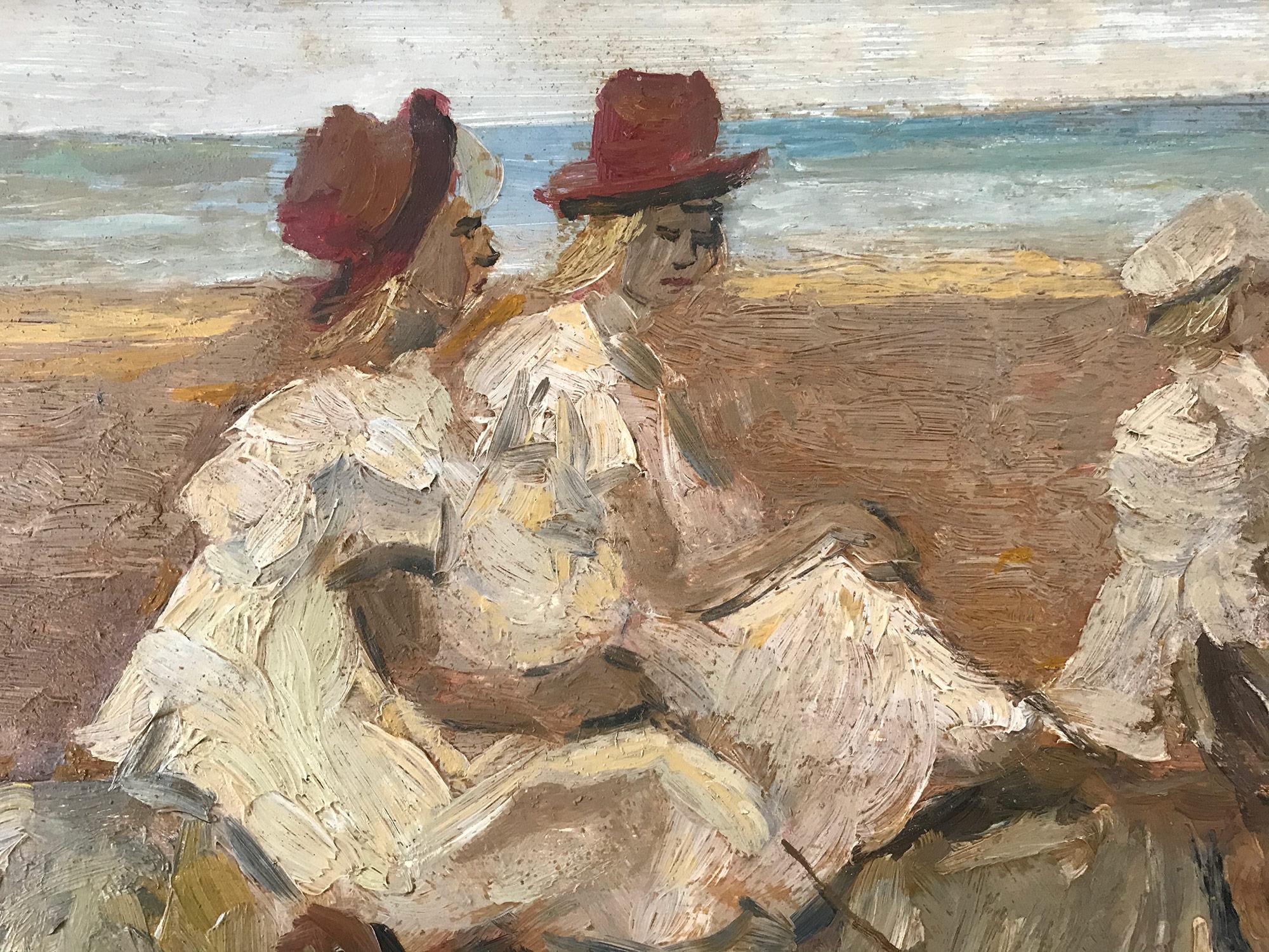 Romantisches Pariser Impressionistisches Ölgemälde „Horseback-Reise am Strand“  (Impressionismus), Painting, von Louis Van Der Pol