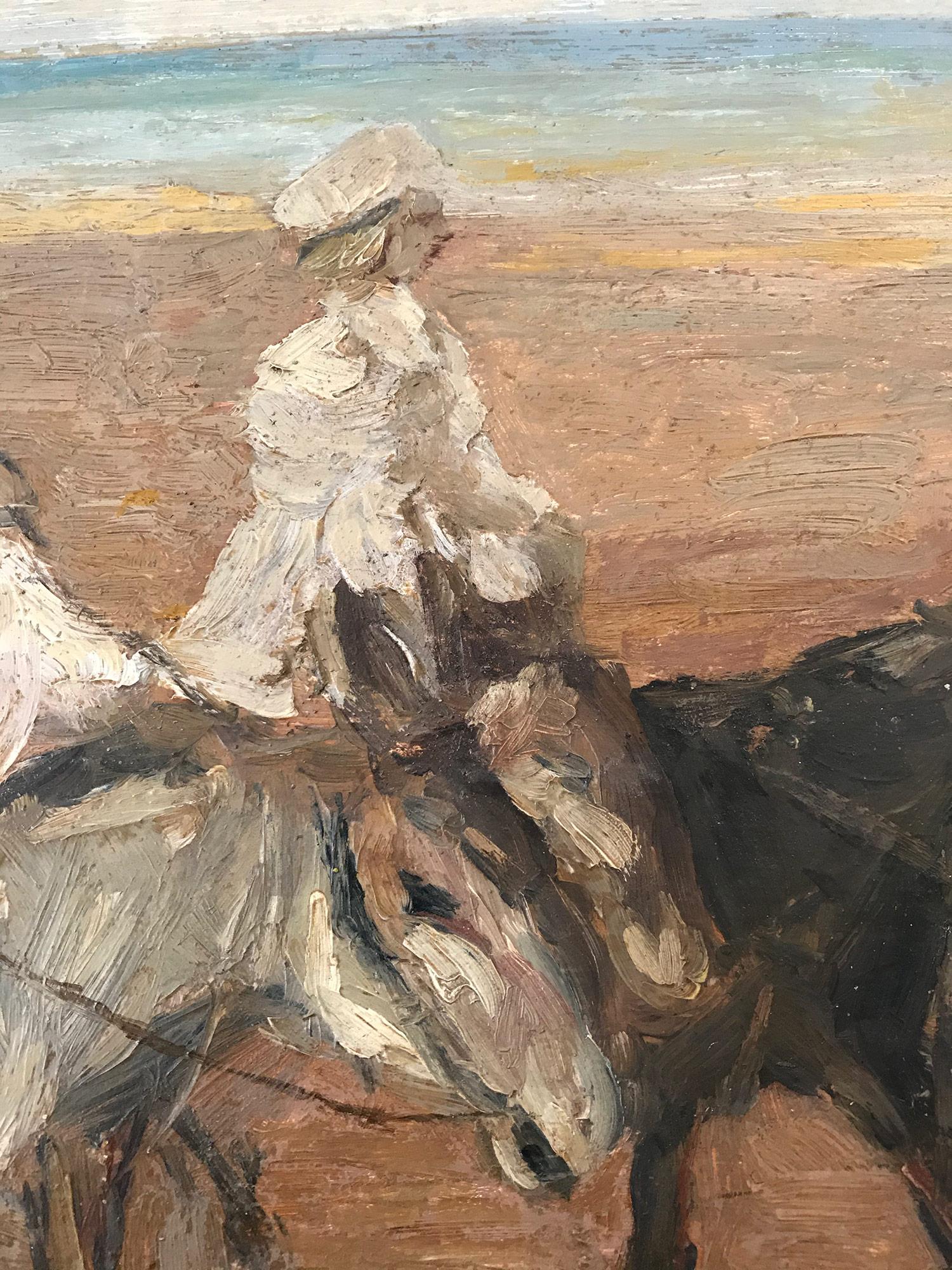 Romantisches Pariser Impressionistisches Ölgemälde „Horseback-Reise am Strand“  im Angebot 1