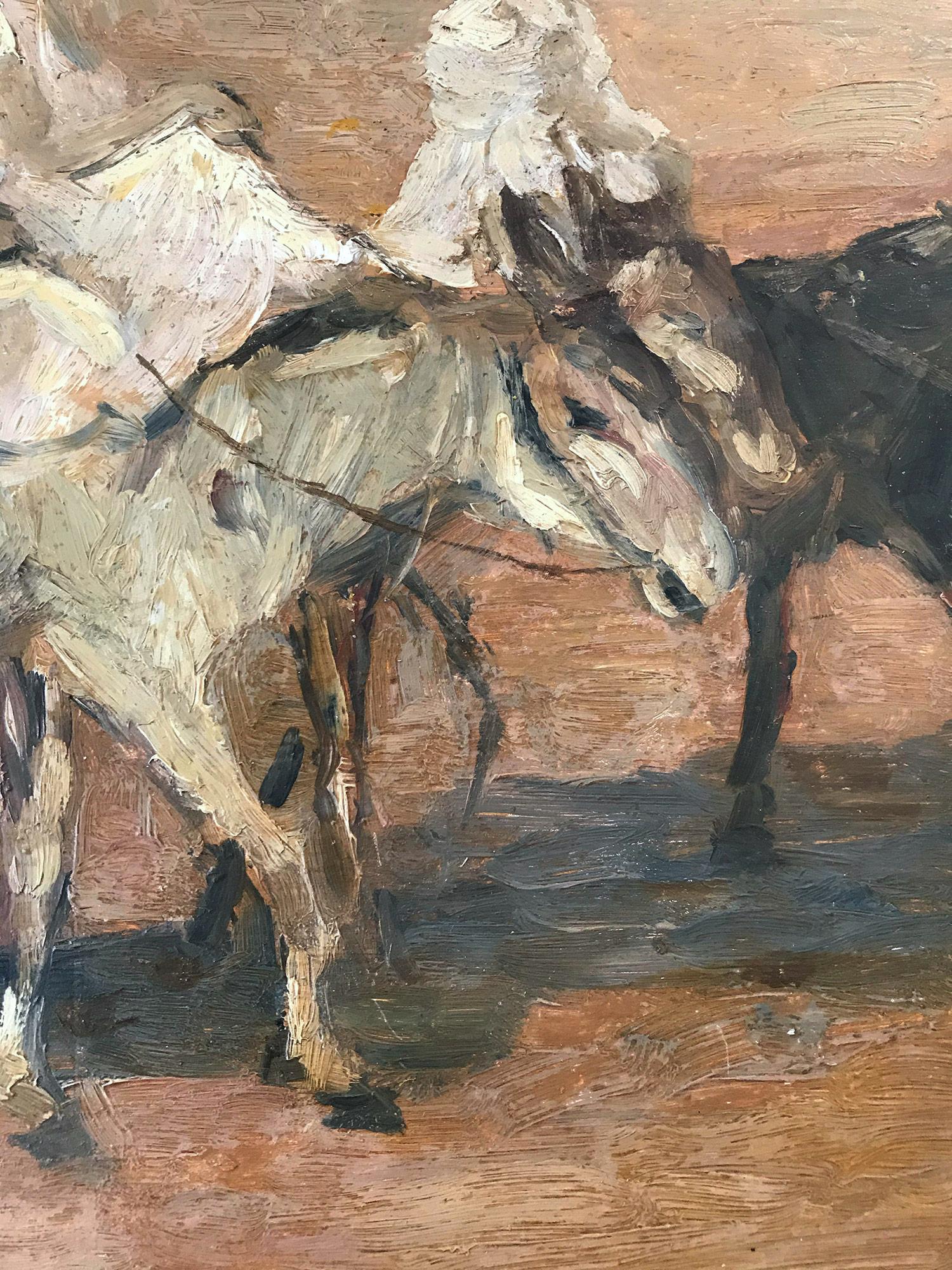 Romantisches Pariser Impressionistisches Ölgemälde „Horseback-Reise am Strand“  im Angebot 2