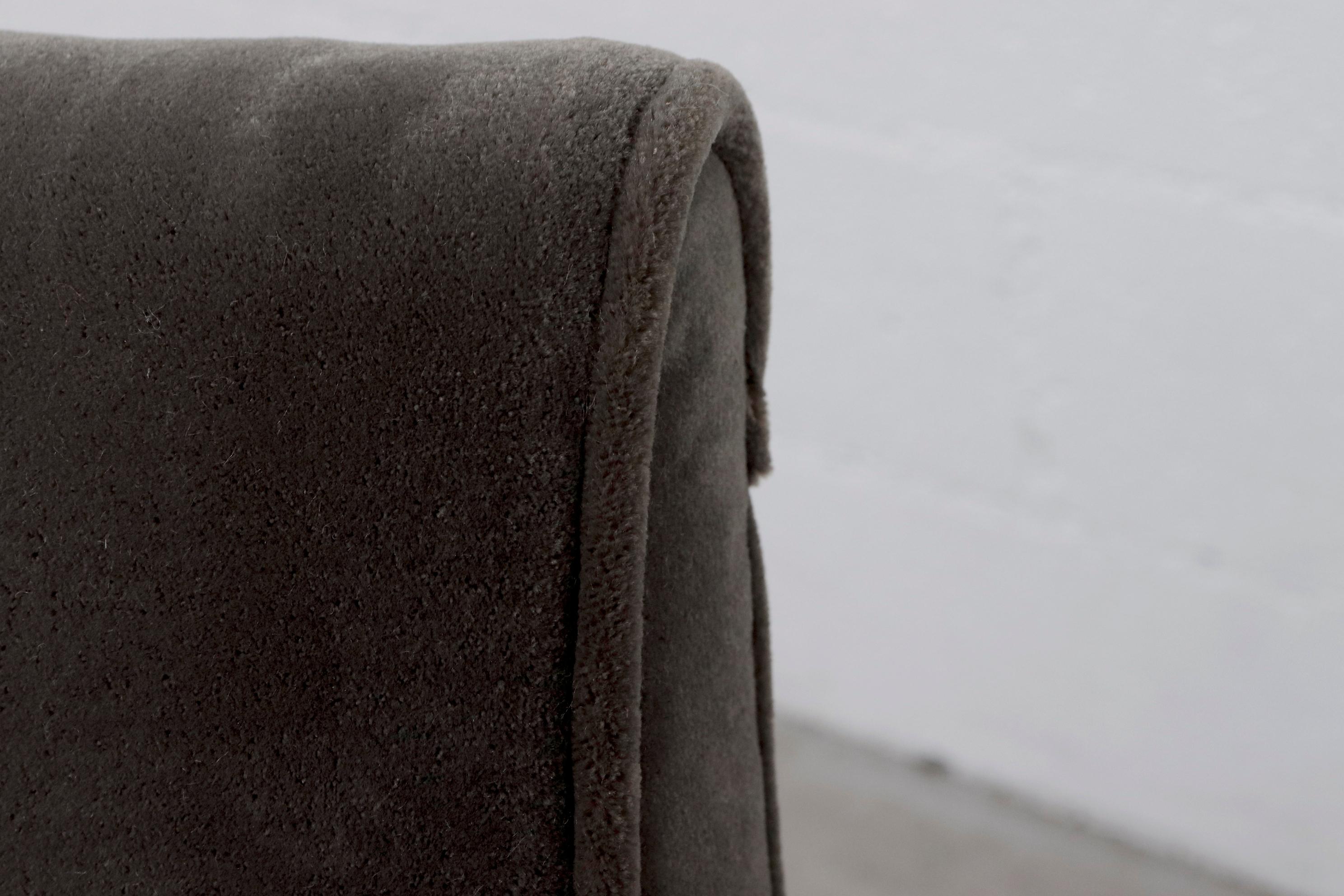 Louis Van Teefelen Inspired Pair of Slipper Lounge Chairs with Grey Mohair 3