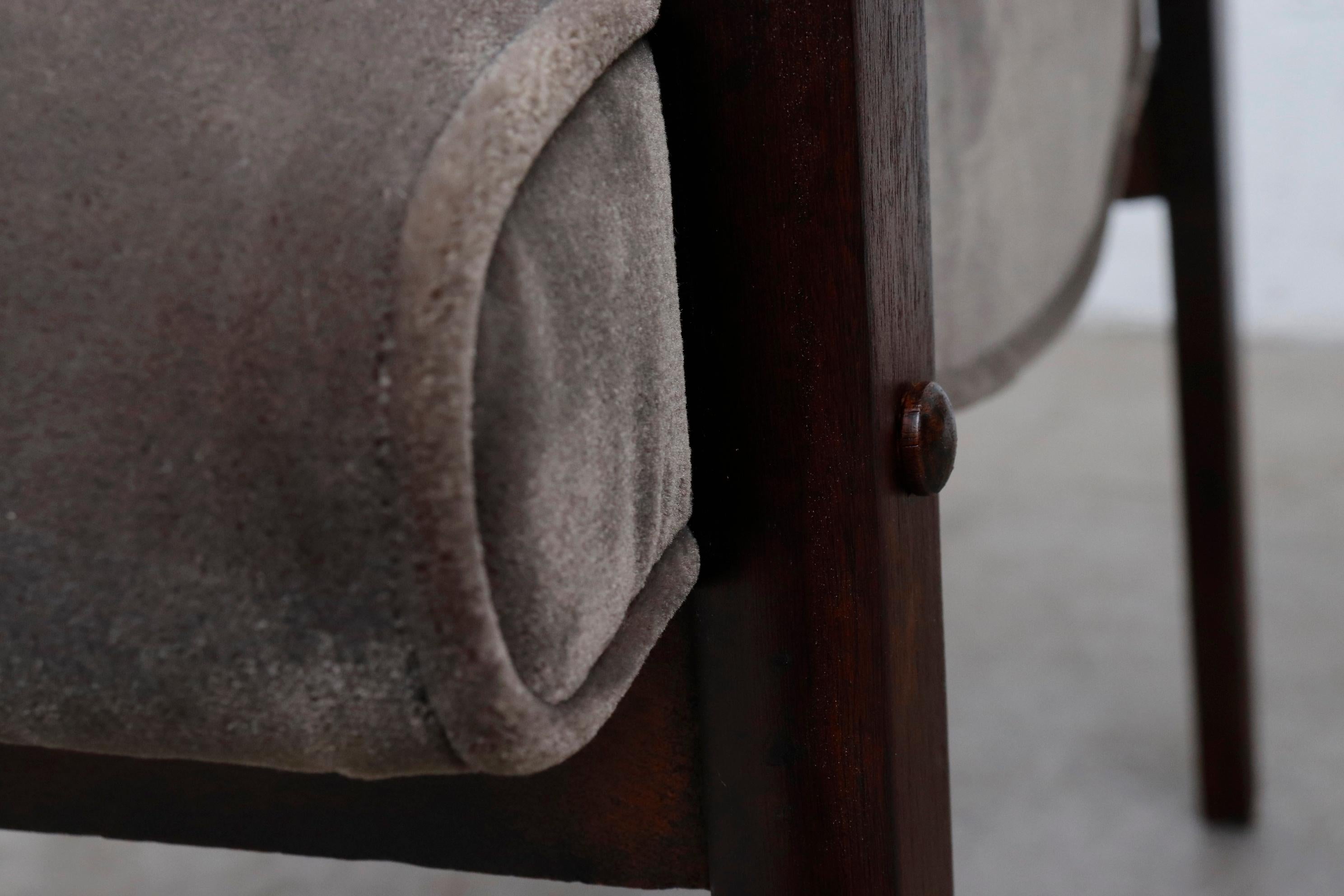 Louis Van Teefelen Inspired Pair of Slipper Lounge Chairs with Grey Mohair 6
