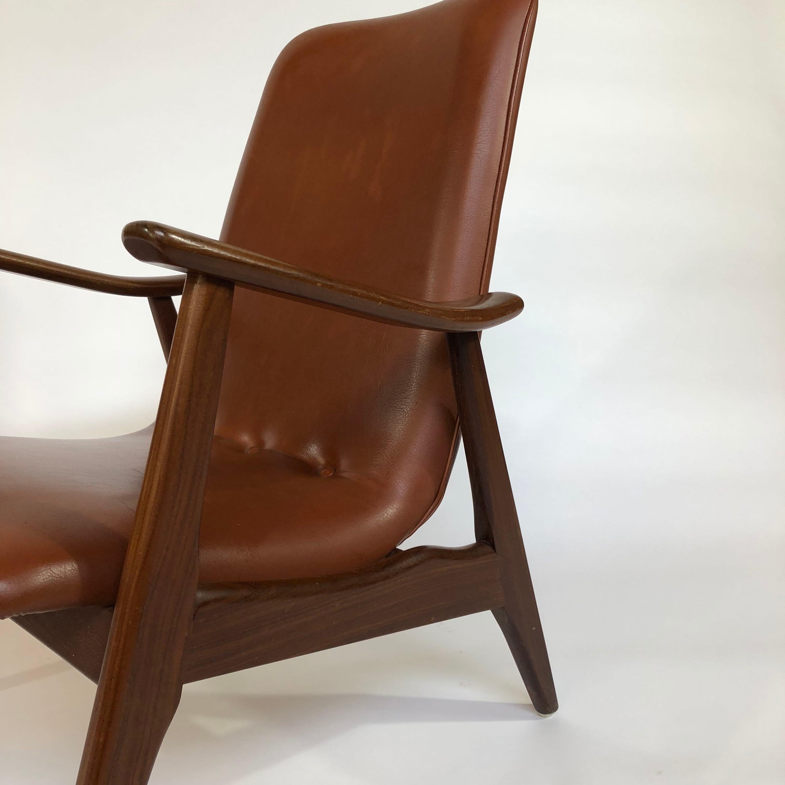 Faux Leather Louis Van Teeffelen 1960s Armchair, Mcm, Webe For Sale