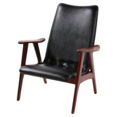 Louis Van Teeffelen Armchair Black Skai Leather for Wébé