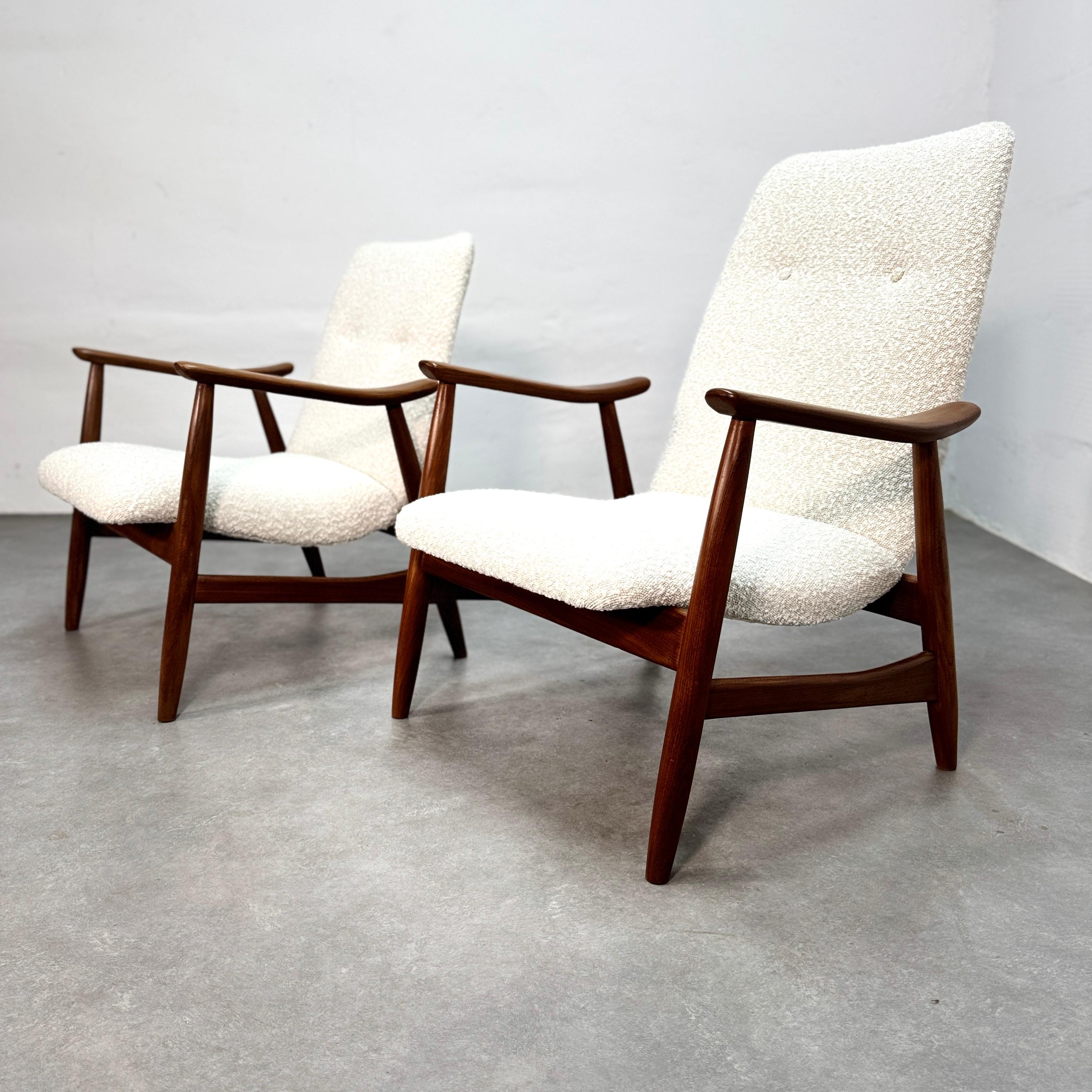 Louis Van Teeffelen Bouclé-Sessel mit neuem Bezug für WéBé
