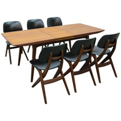 Louis Van Teeffelen for WéBé, Dutch Design Table and Matching 'Scissor' Chairs