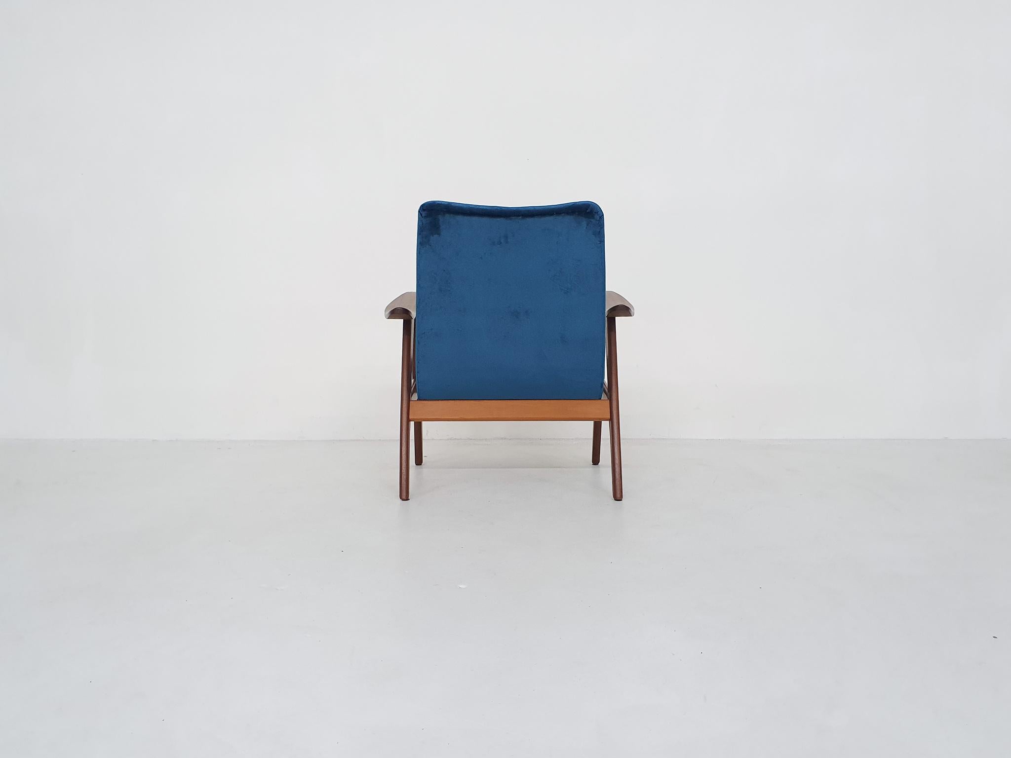 Mid-Century Modern Louis Van Teeffelen for Webe Lounge Chair in Velvet, the Netherlands, 1960s