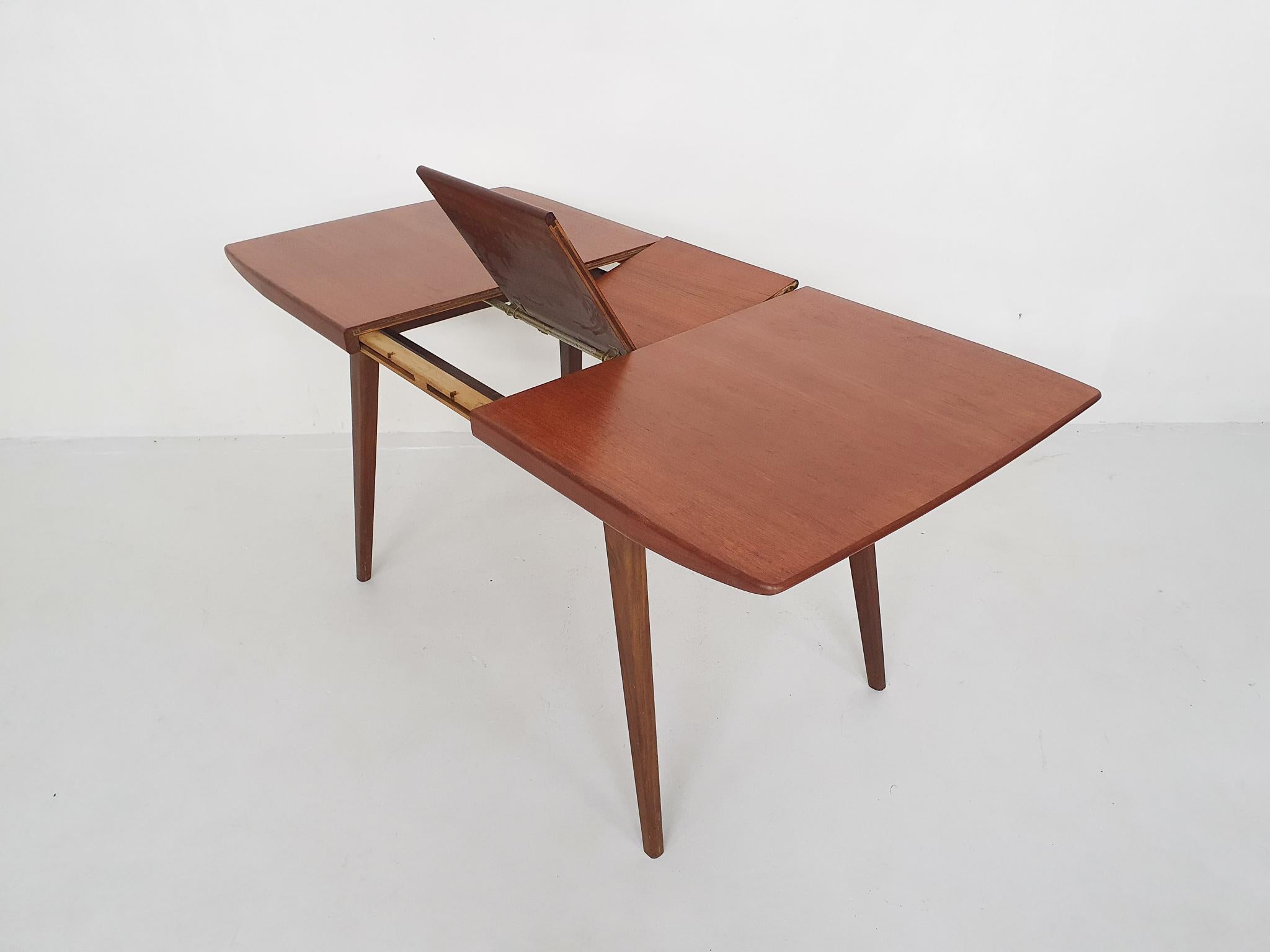 Louis Van Teeffelen for Webe Teak Extendable Dining Table, the Netherlands 1950' 2