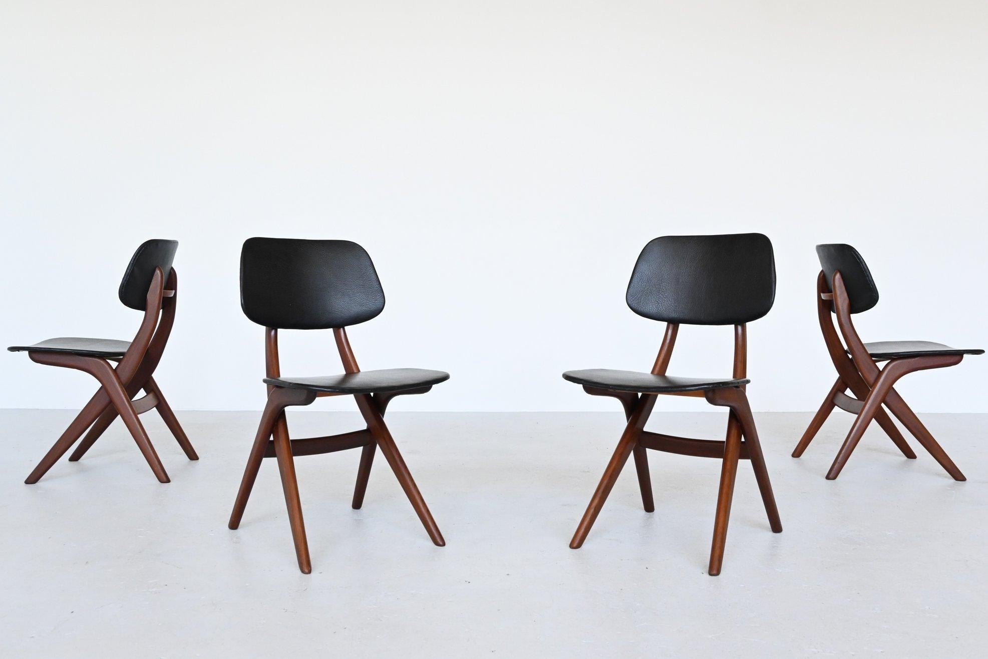 Metal Louis van Teeffelen Pelican Dining Chairs Webe The Netherlands, 1960
