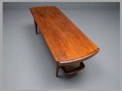 Louis van Teeffelen Reversible-Top Coffee Table, Teak and Cane, Webe, Netherland