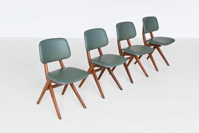 Mid-20th Century Louis Van Teeffelen Scissor Dining Chairs Webe, the Netherlands, 1960