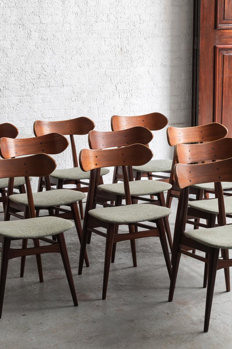 Mid-Century Modern Louis van Teeffelen Set of 10 Dining Chairs Kastrup for Wébé, Holland, 1960s