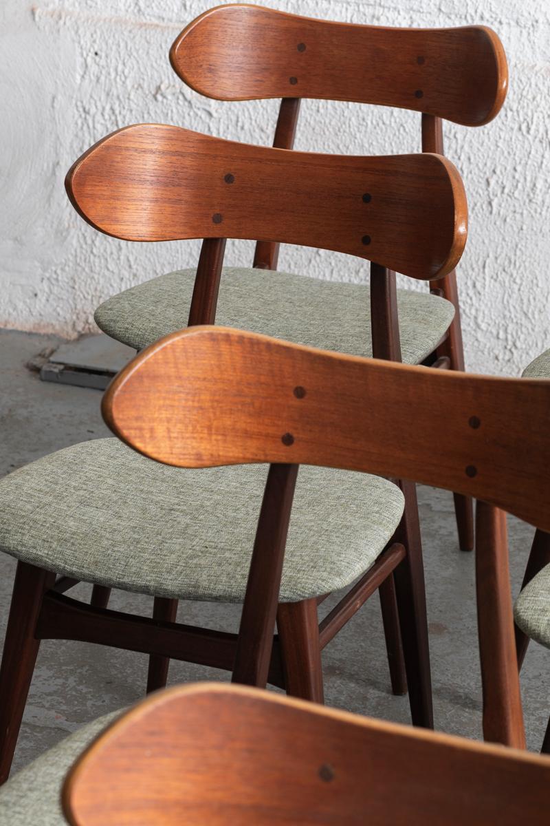 Fabric Louis van Teeffelen Set of 10 Dining Chairs Kastrup for Wébé, Holland, 1960s