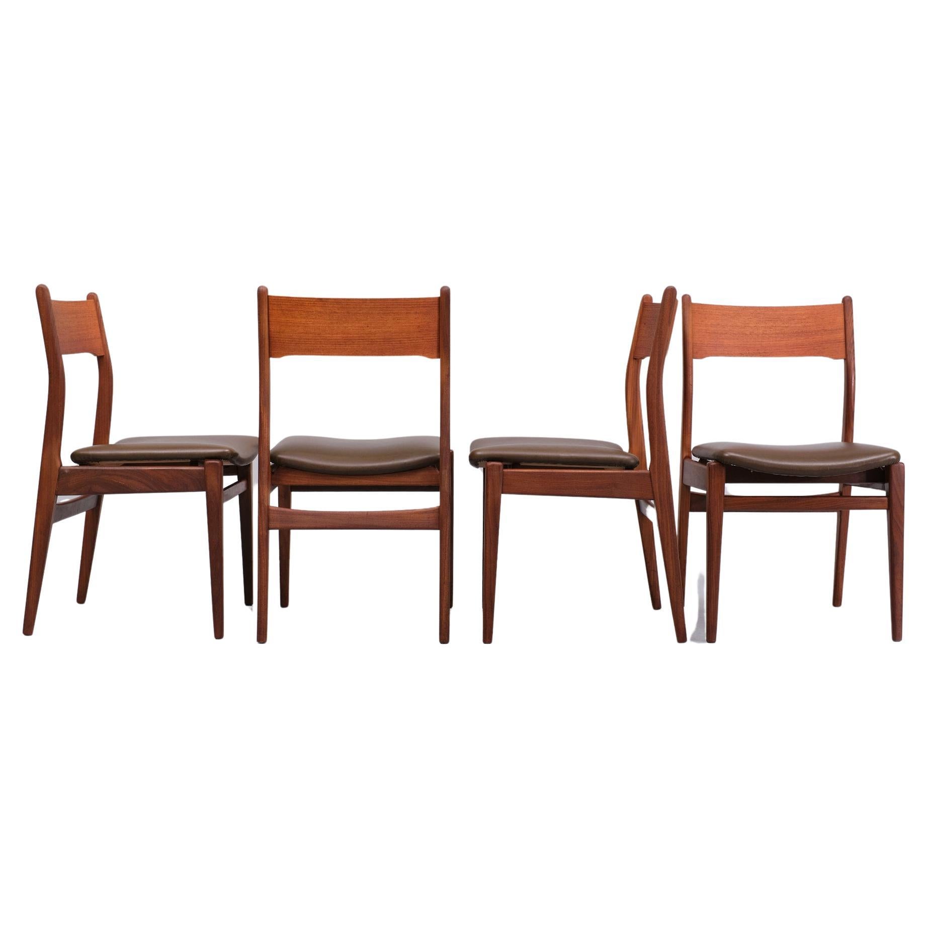 Louis van Teeffelen  Teak dining chairs 1960s  For Sale