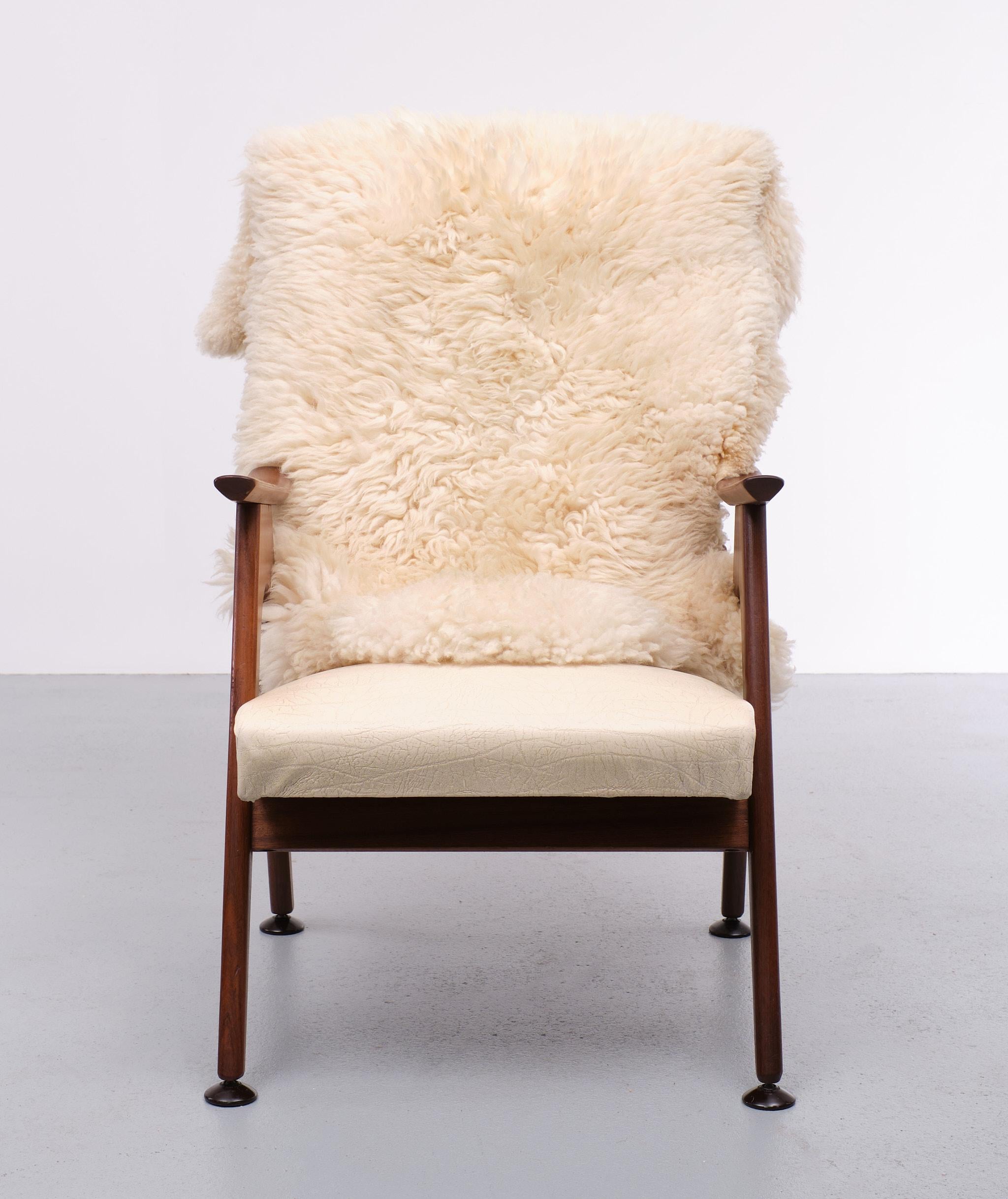 Mid-Century Modern Louis Van Teeffelen Teak Lounge Chair, 1950s, Holland For Sale