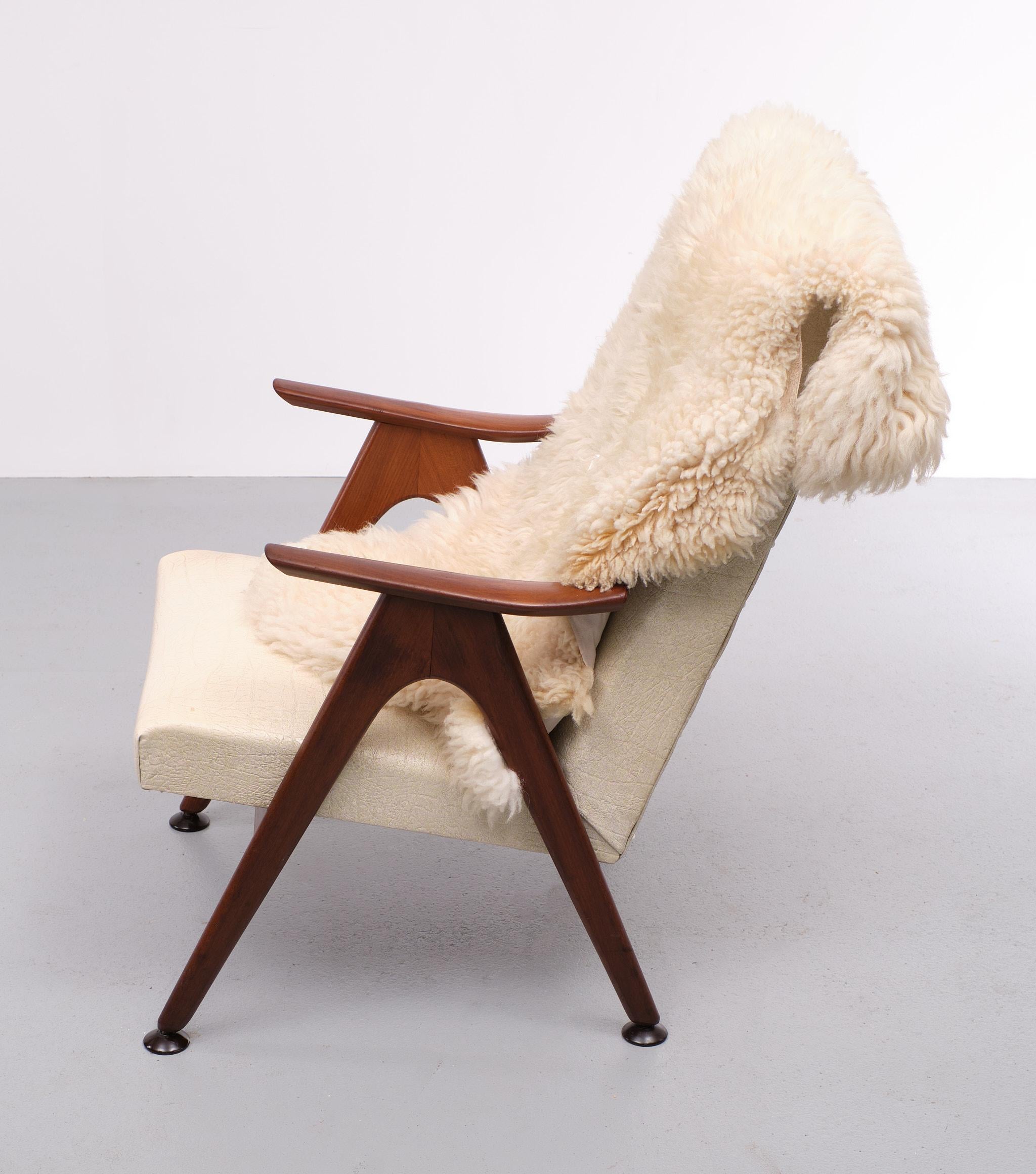 Louis Van Teeffelen Teak Lounge Chair, 1950s, Holland In Good Condition For Sale In Den Haag, NL