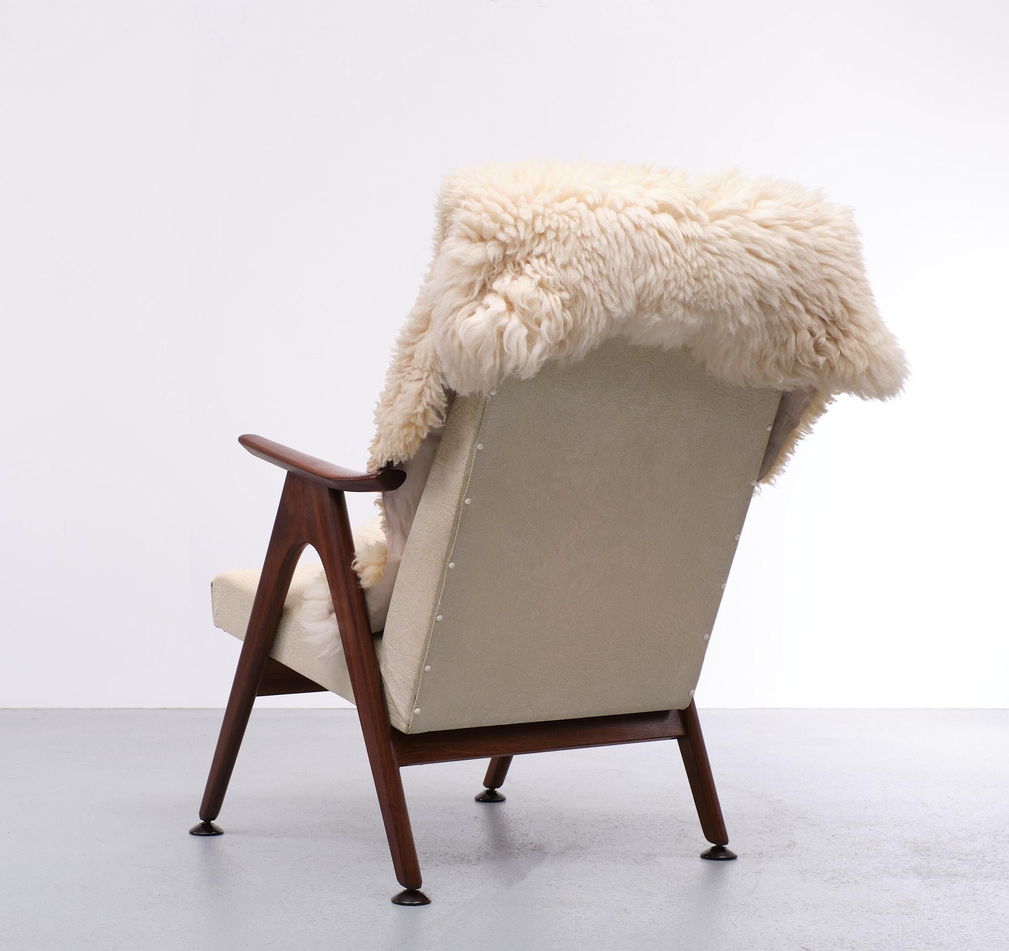 Mid-20th Century Louis Van Teeffelen Teak Lounge Chair, 1950s, Holland For Sale
