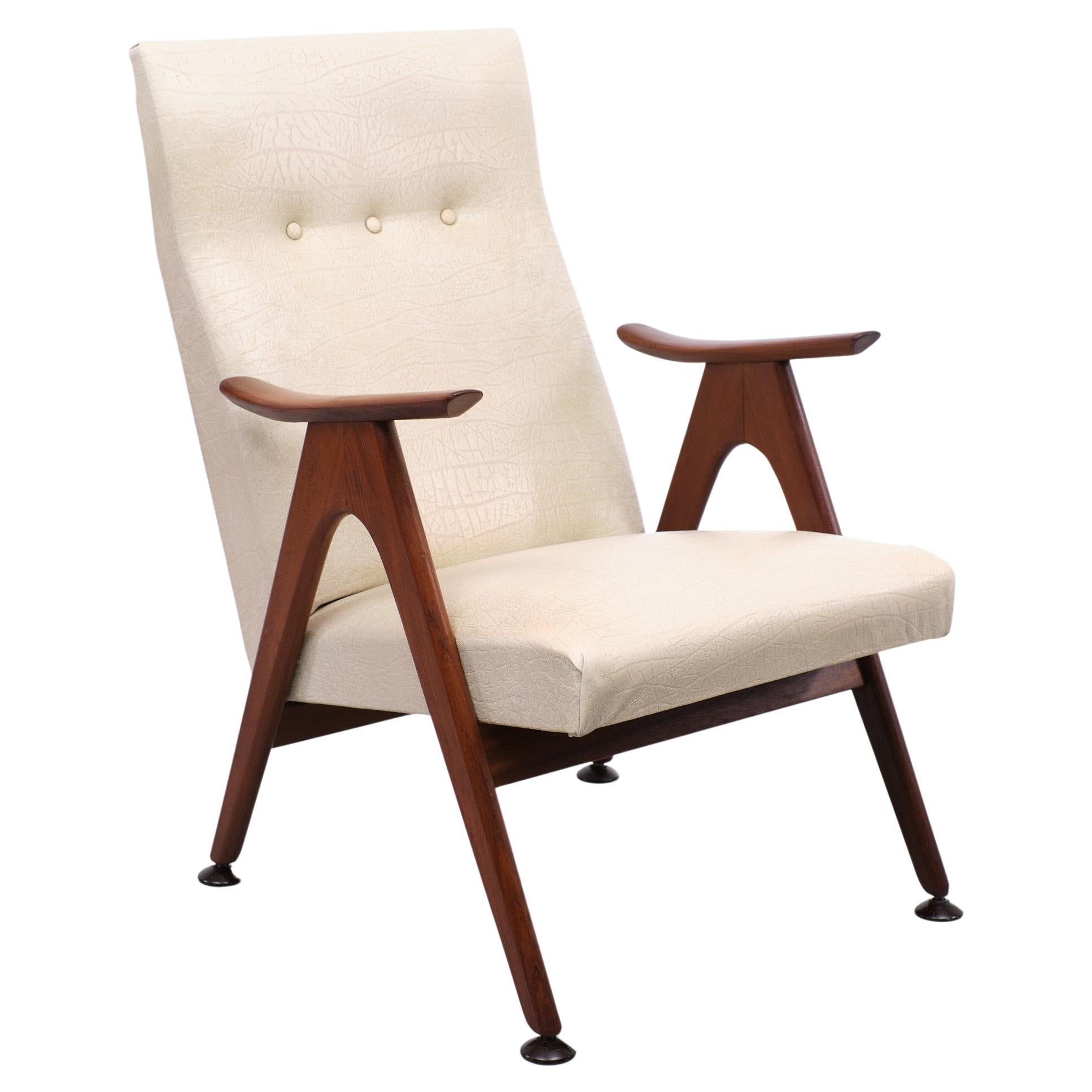 Louis Van Teeffelen Teak Lounge Chair, 1950s, Holland For Sale