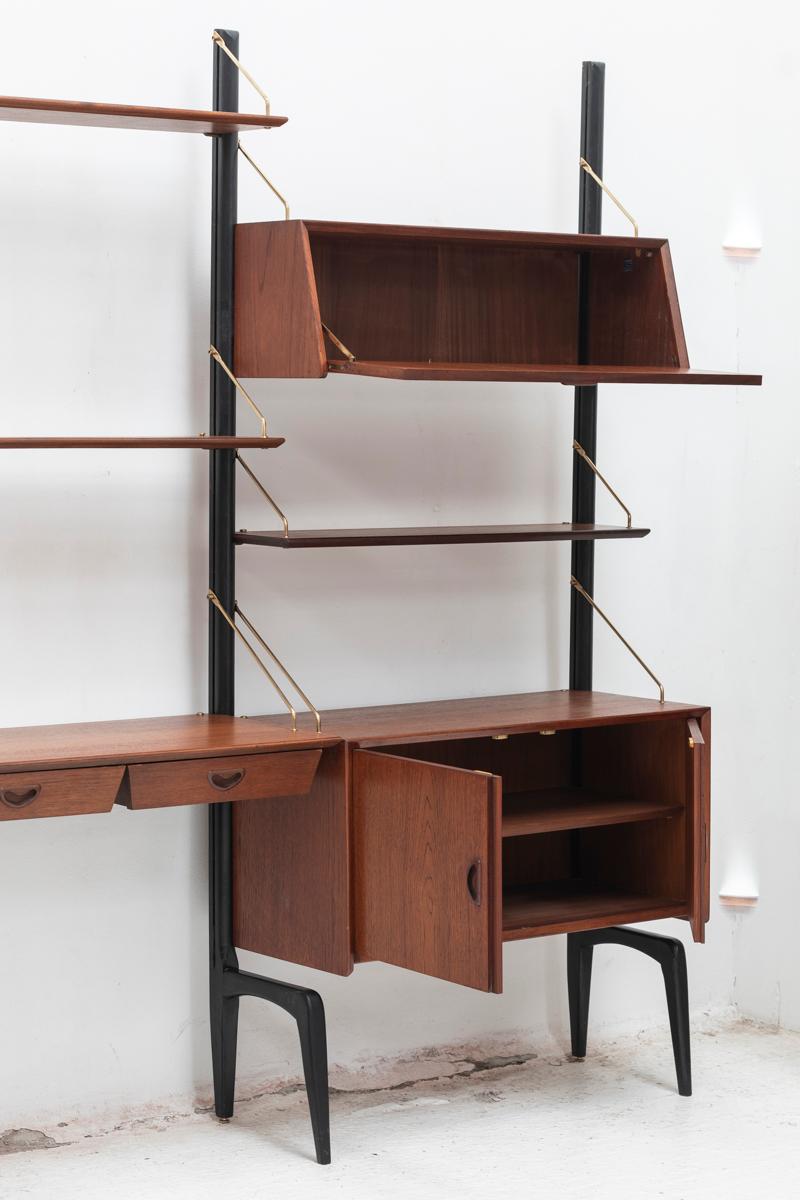 Wood Louis van Teeffelen Wall Unit for Wébé, Dutch design, 1960s For Sale