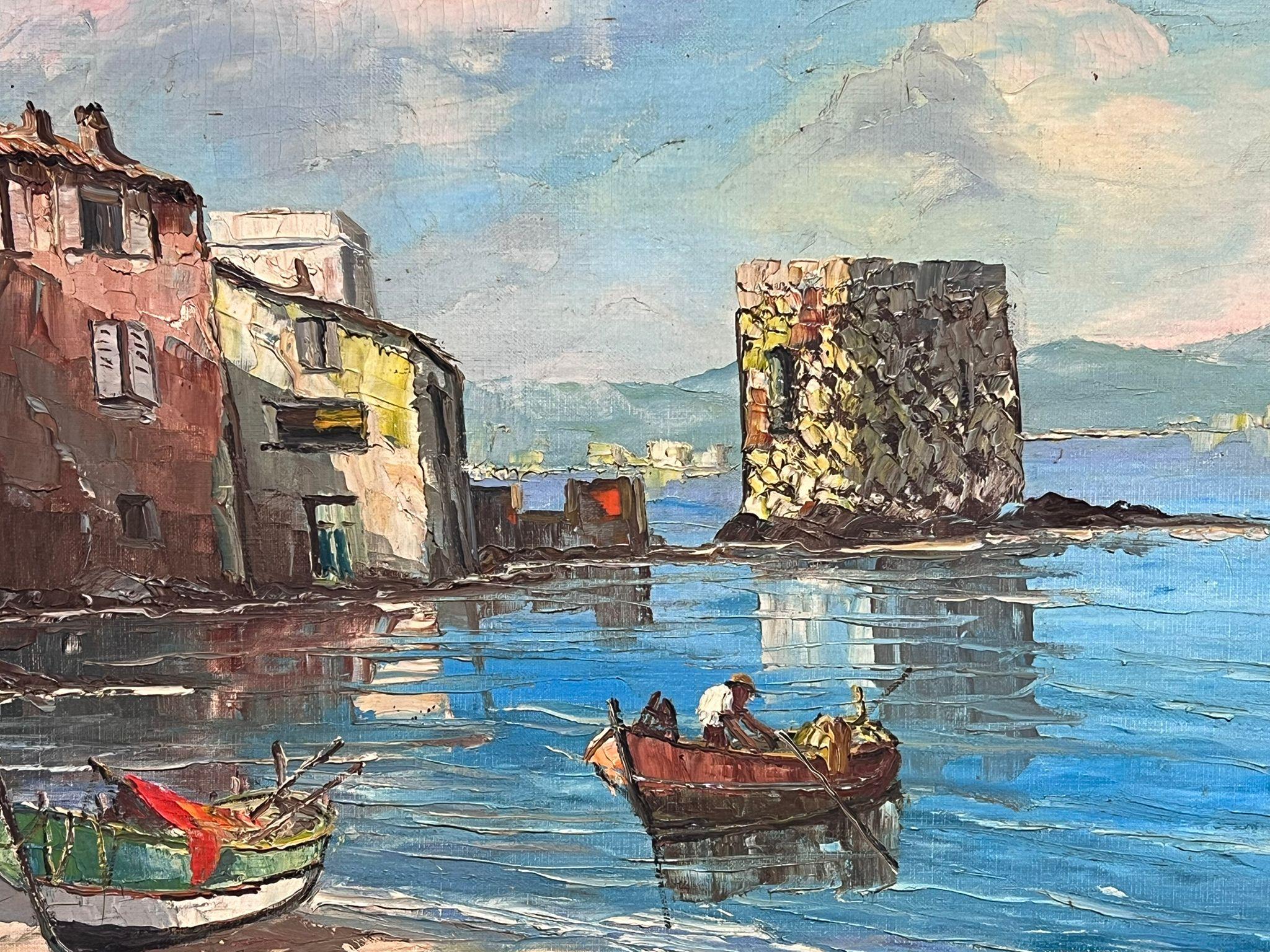 Peinture à l'huile post-impressionniste française du milieu du 20e siècle, signée du port de St Tropez - Post-impressionnisme Painting par Louis Vigon