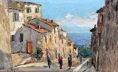 View o the South of France, original oil on wood, Louis Vigon (1897-1985)