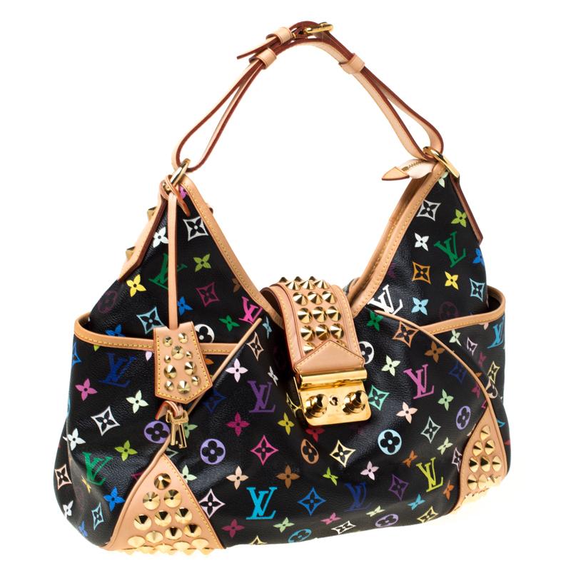 Women's Louis Vuiton Black Multicolor Monogram Canvas Chrissie MM Bag