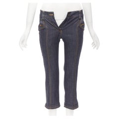 LOUIS VUITOTN Toiletten-Denim-Jeans aus Indigo-Denim mit Klapptasche FR34 XS