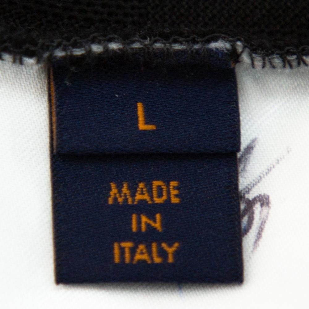 Men's Louis Vuitto Black Cotton Damier Pique Polo T-Shirt L