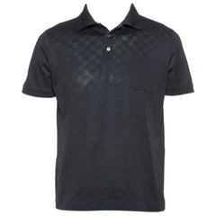 Louis Vuitto Black Cotton Damier Pique Polo T-Shirt L