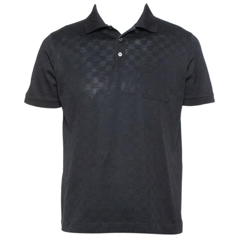 Louis Vuitto Black Cotton Damier Pique Polo T-Shirt L at 1stDibs