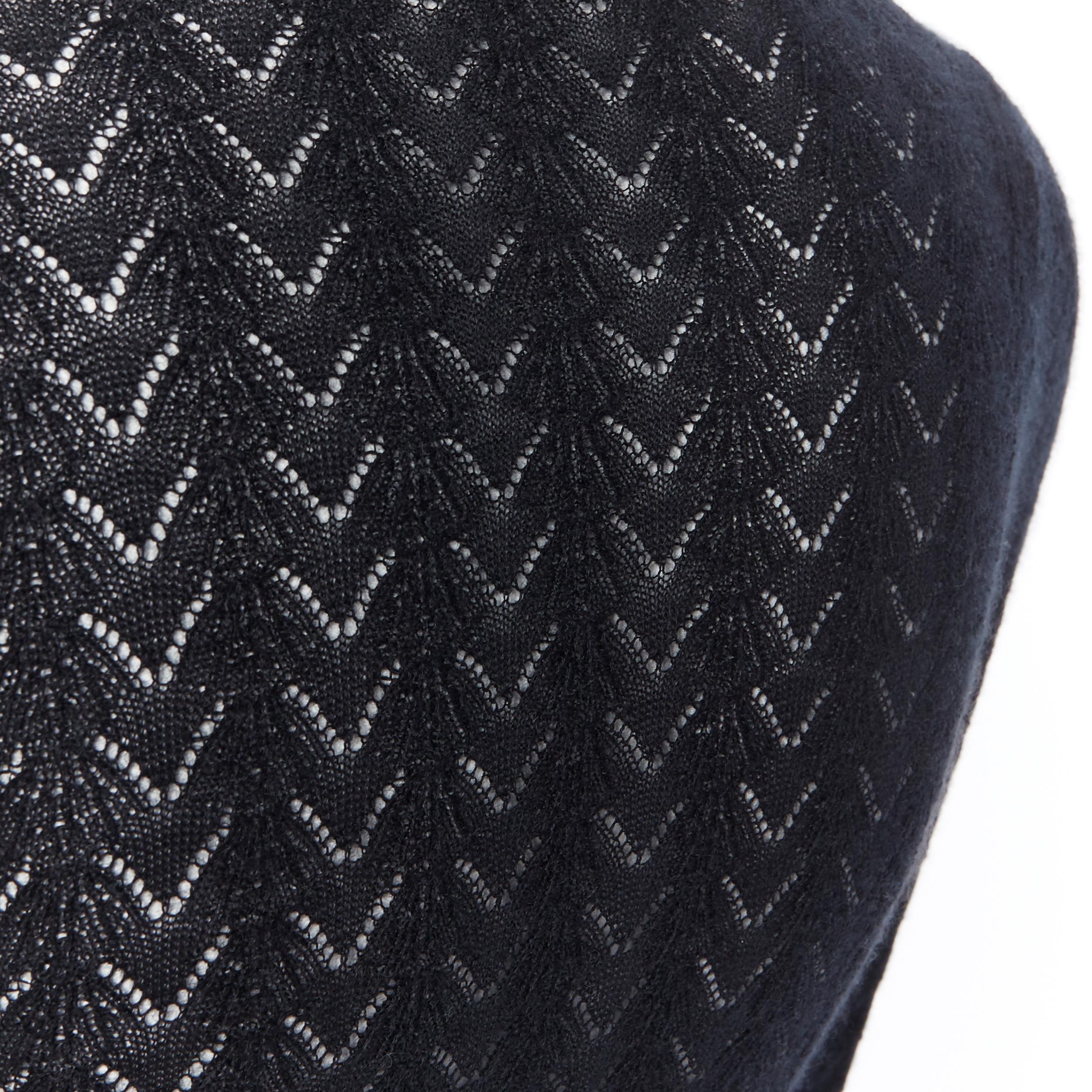 LOUIS VUITTON 100% cashmere black lace loose knit  turtleneck sweater top M 2