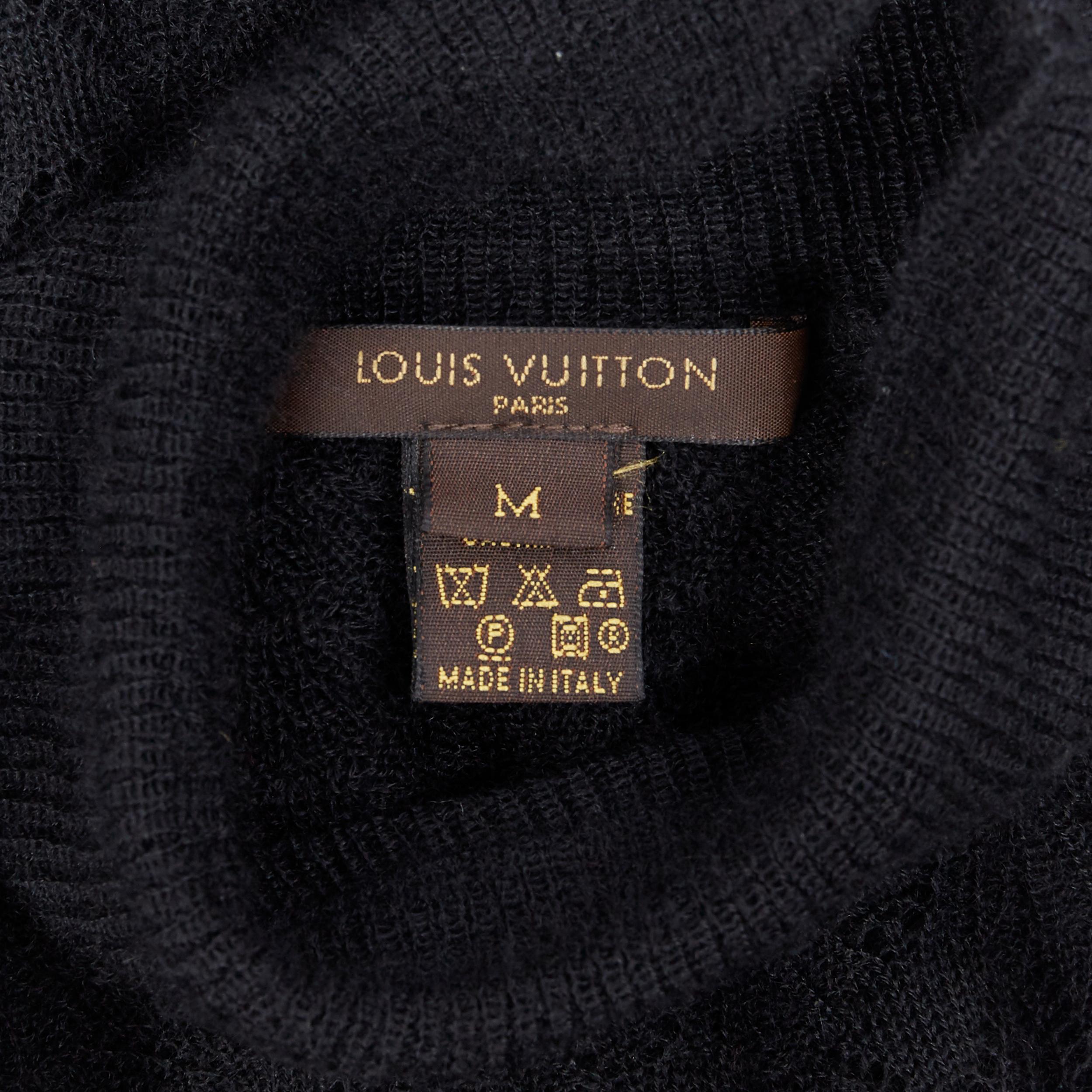 LOUIS VUITTON 100% cashmere black lace loose knit  turtleneck sweater top M 3