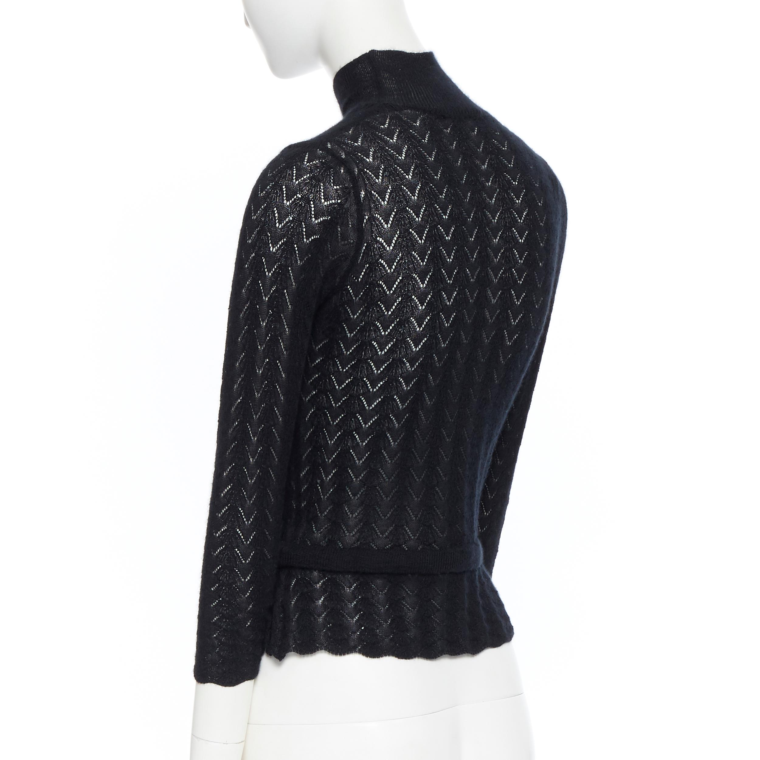 LOUIS VUITTON 100% cashmere black lace loose knit  turtleneck sweater top M In Excellent Condition In Hong Kong, NT