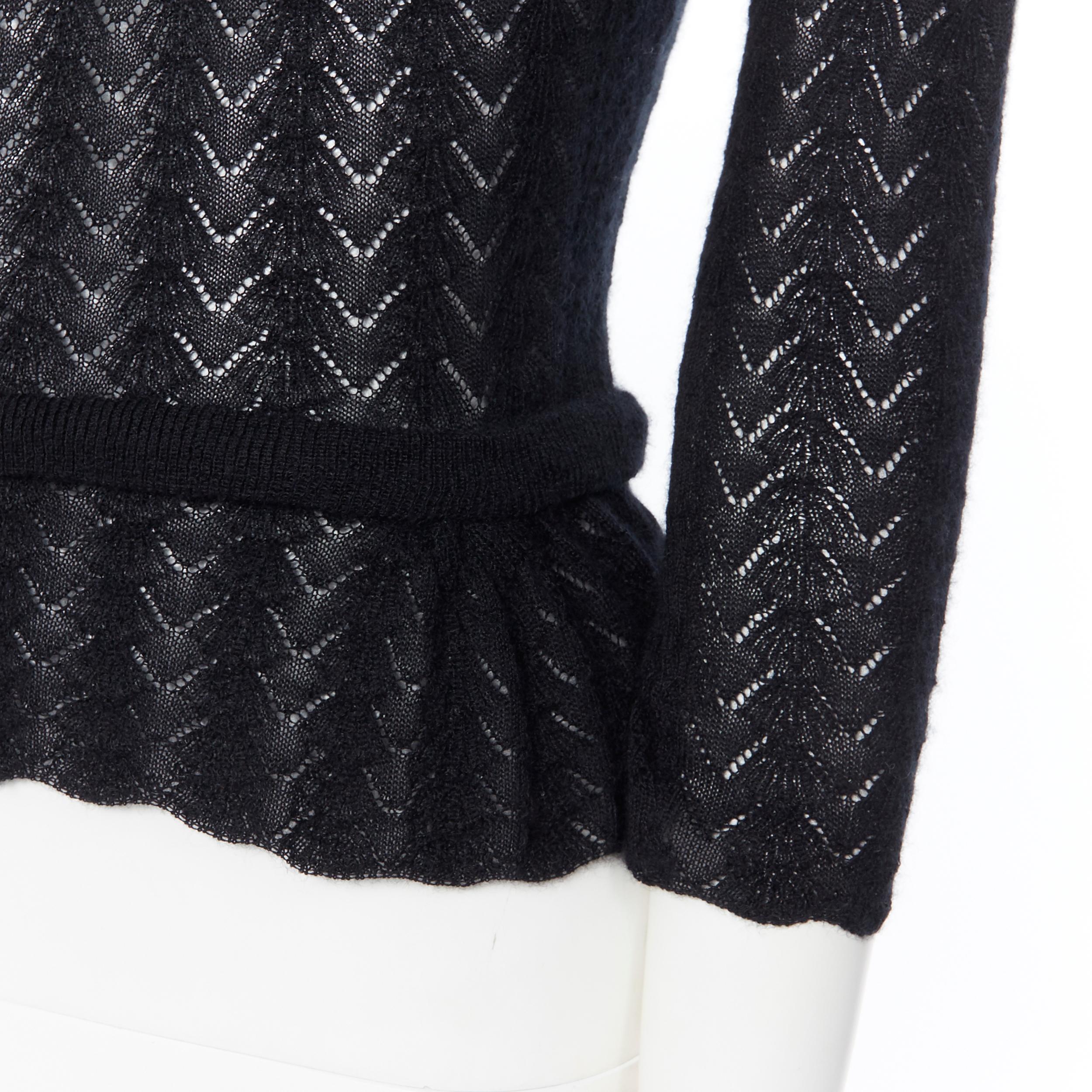 LOUIS VUITTON 100% cashmere black lace loose knit  turtleneck sweater top M 1