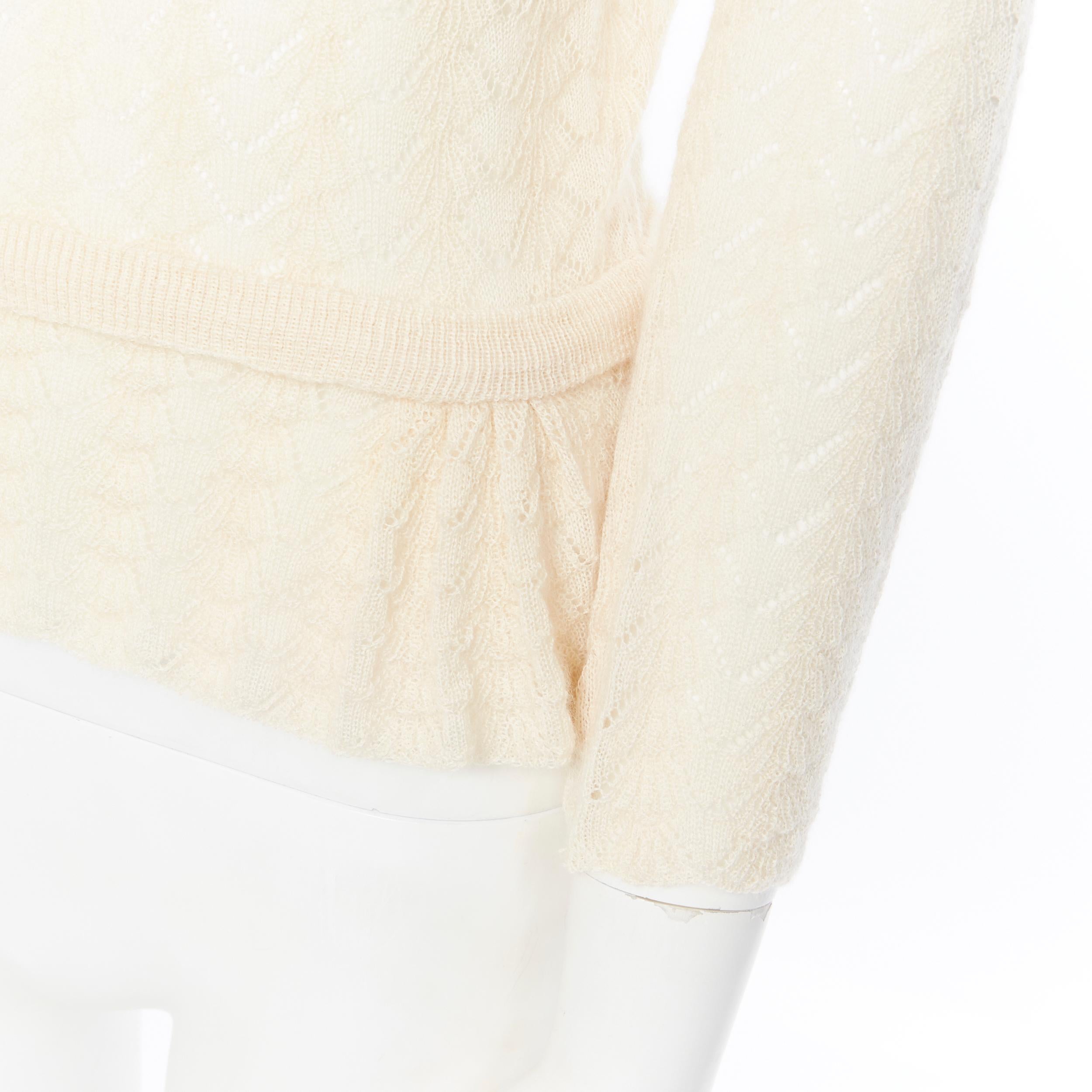 Women's LOUIS VUITTON 100% cashmere cream beige lace knit  turtleneck sweater top M