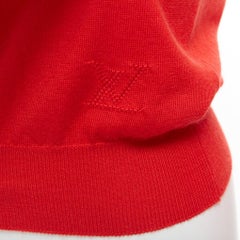 LOUIS VUITTON 100% cashmere red LV logo crew neck cropped cardigan S