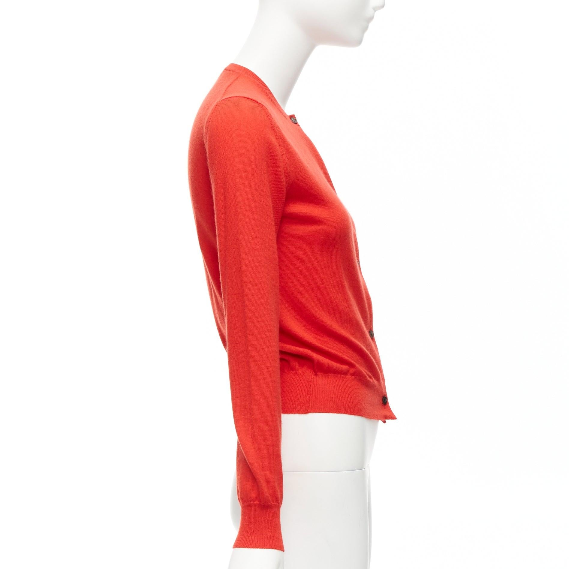 Women's LOUIS VUITTON 100% cashmere red LV logo crew neck cropped cardigan S