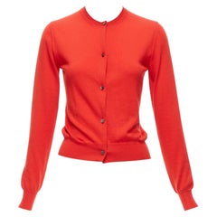LOUIS VUITTON 100% cashmere red LV logo crew neck cropped cardigan S