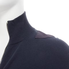 LOUIS VUITTON 100% cotton navy blue knitted cardigan sweater S