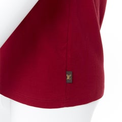 LOUIS VUITTON 100% cotton red crew neck short sleeve LV logo tab t-shirt S