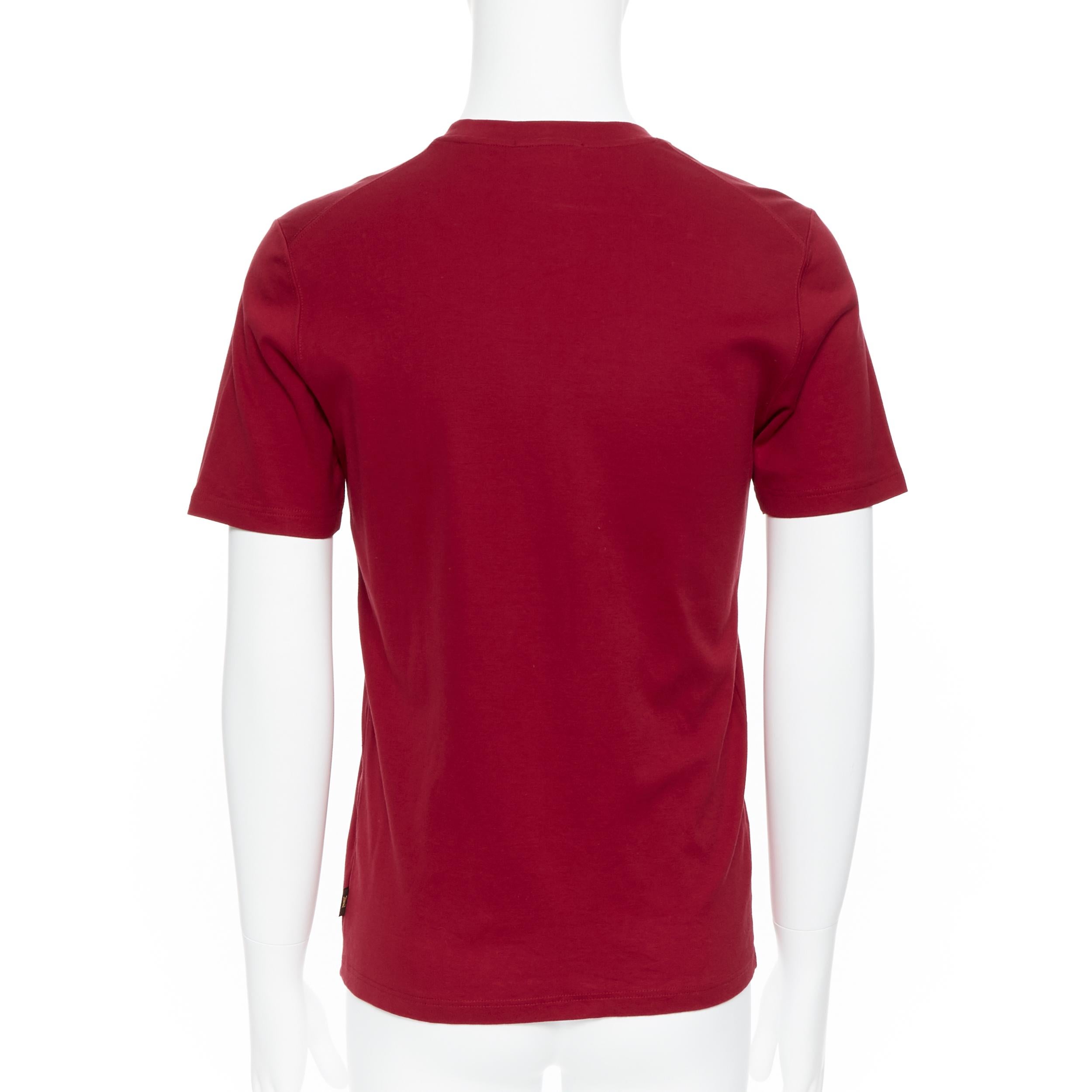 Men's LOUIS VUITTON 100% cotton red crew neck short sleeve LV logo tab t-shirt S