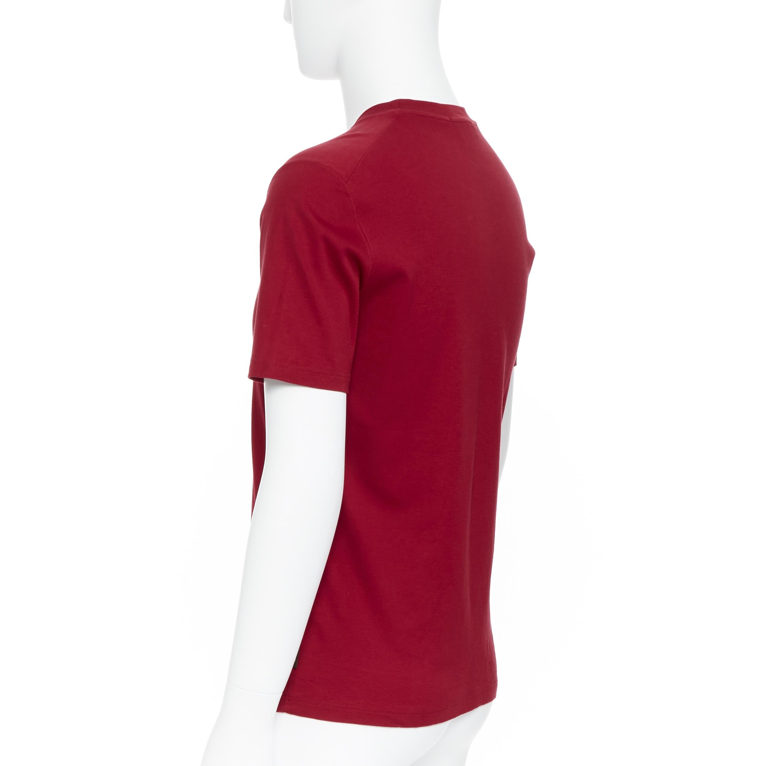 LOUIS VUITTON 100% cotton red crew neck short sleeve LV logo tab t-shirt S 1