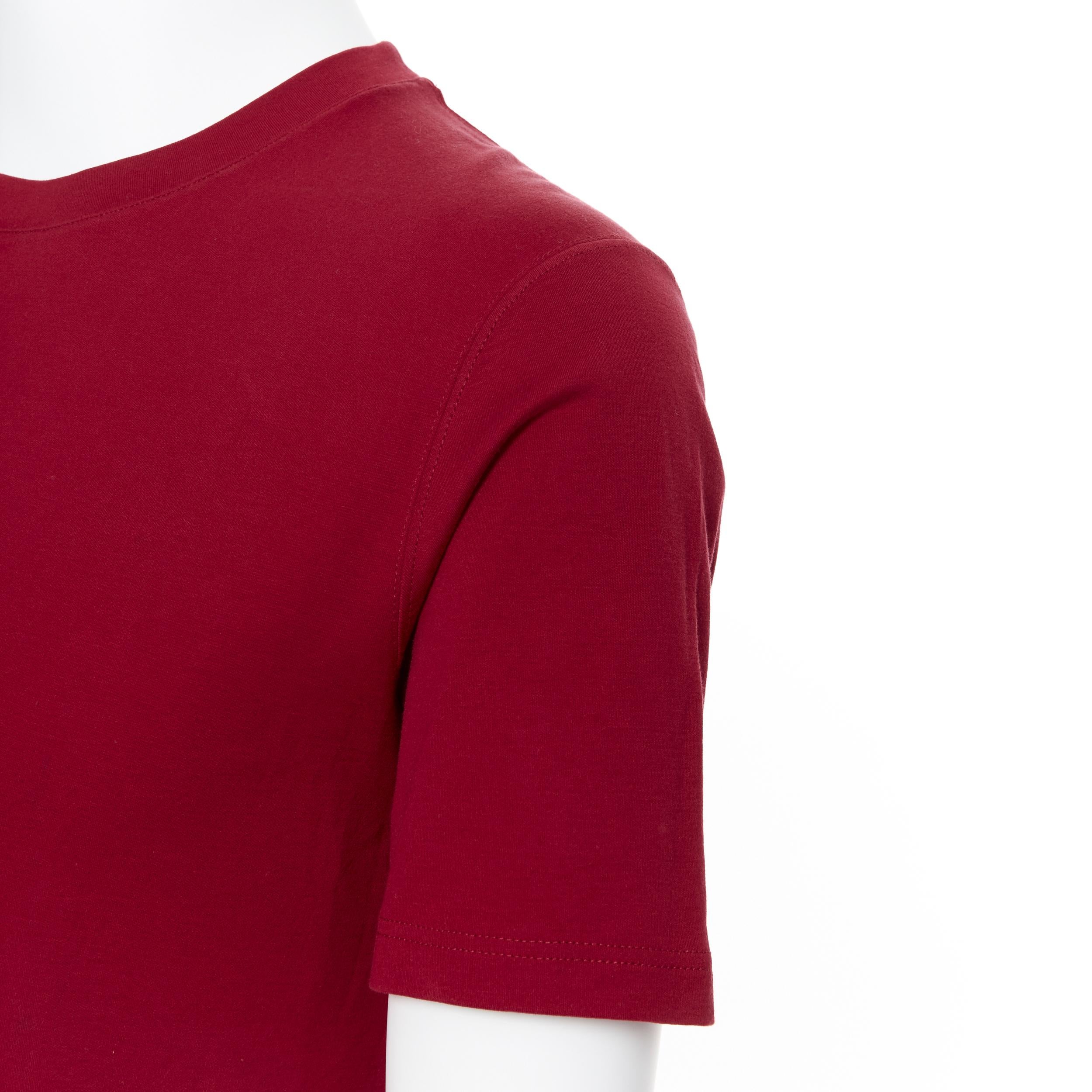 LOUIS VUITTON 100% cotton red crew neck short sleeve LV logo tab t-shirt S 2