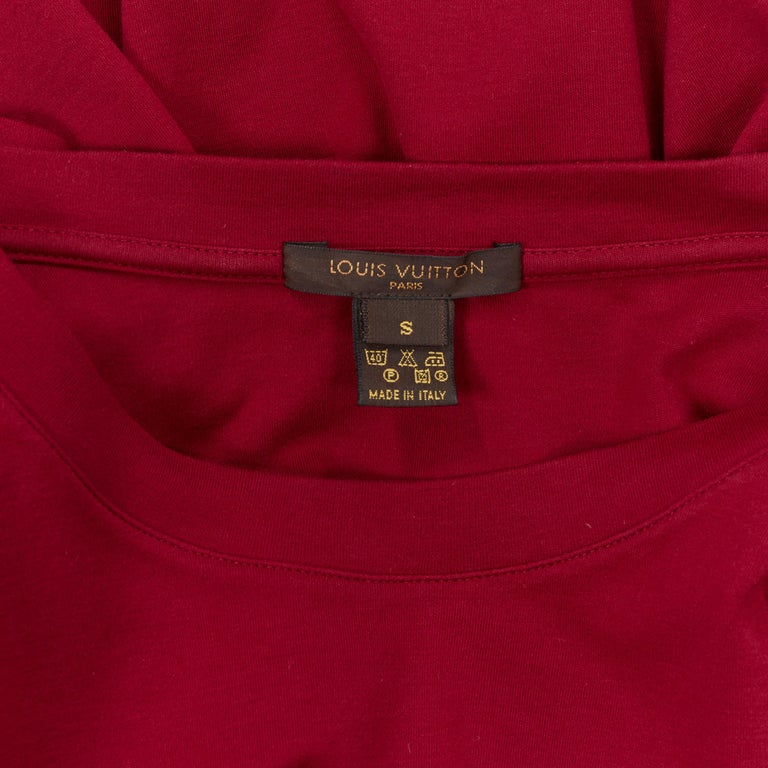LOUIS VUITTON 100% cotton red crew neck short sleeve LV logo tab t ...