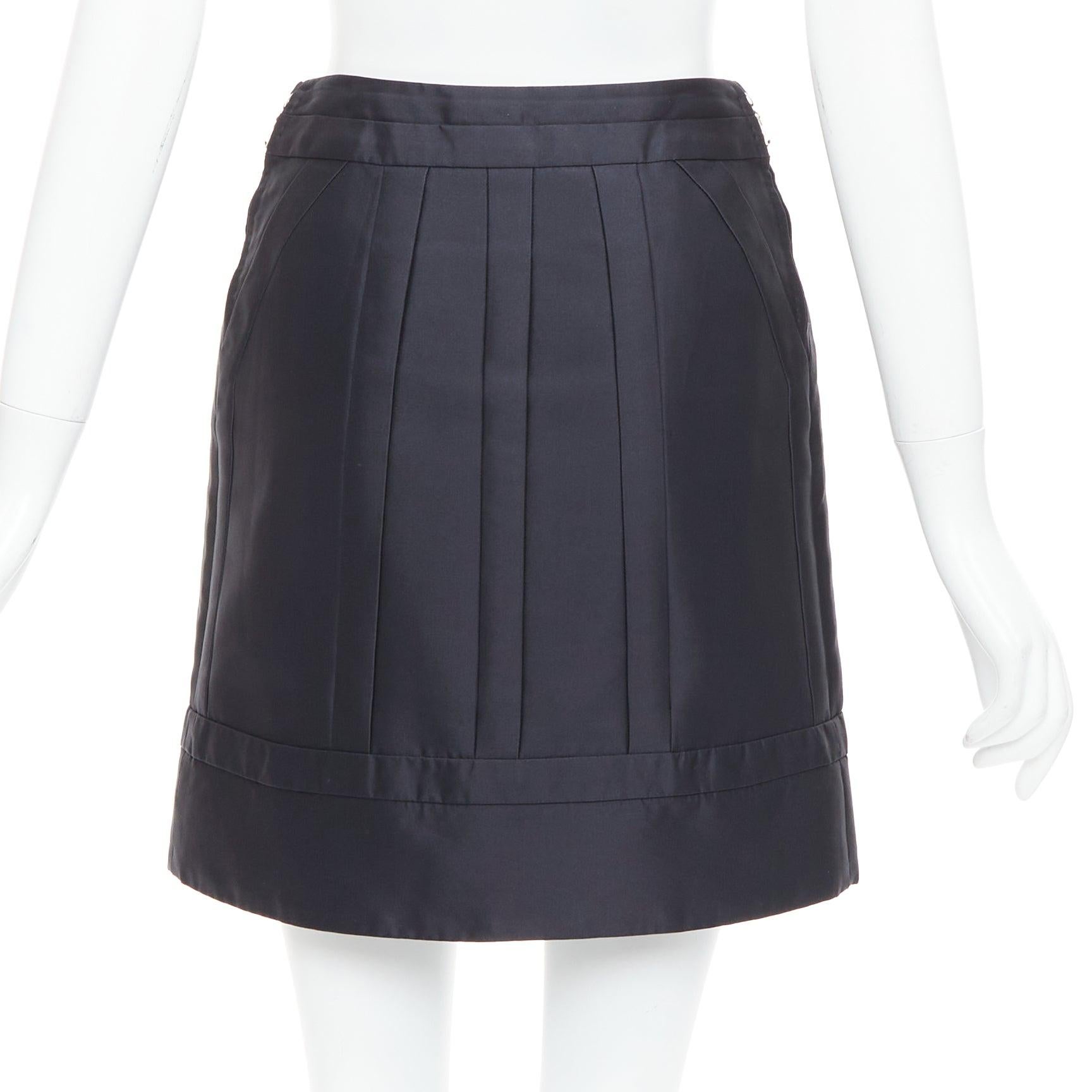 Women's LOUIS VUITTON 100% silk black hot pink lined panelled A line skirt FR34 XS For Sale