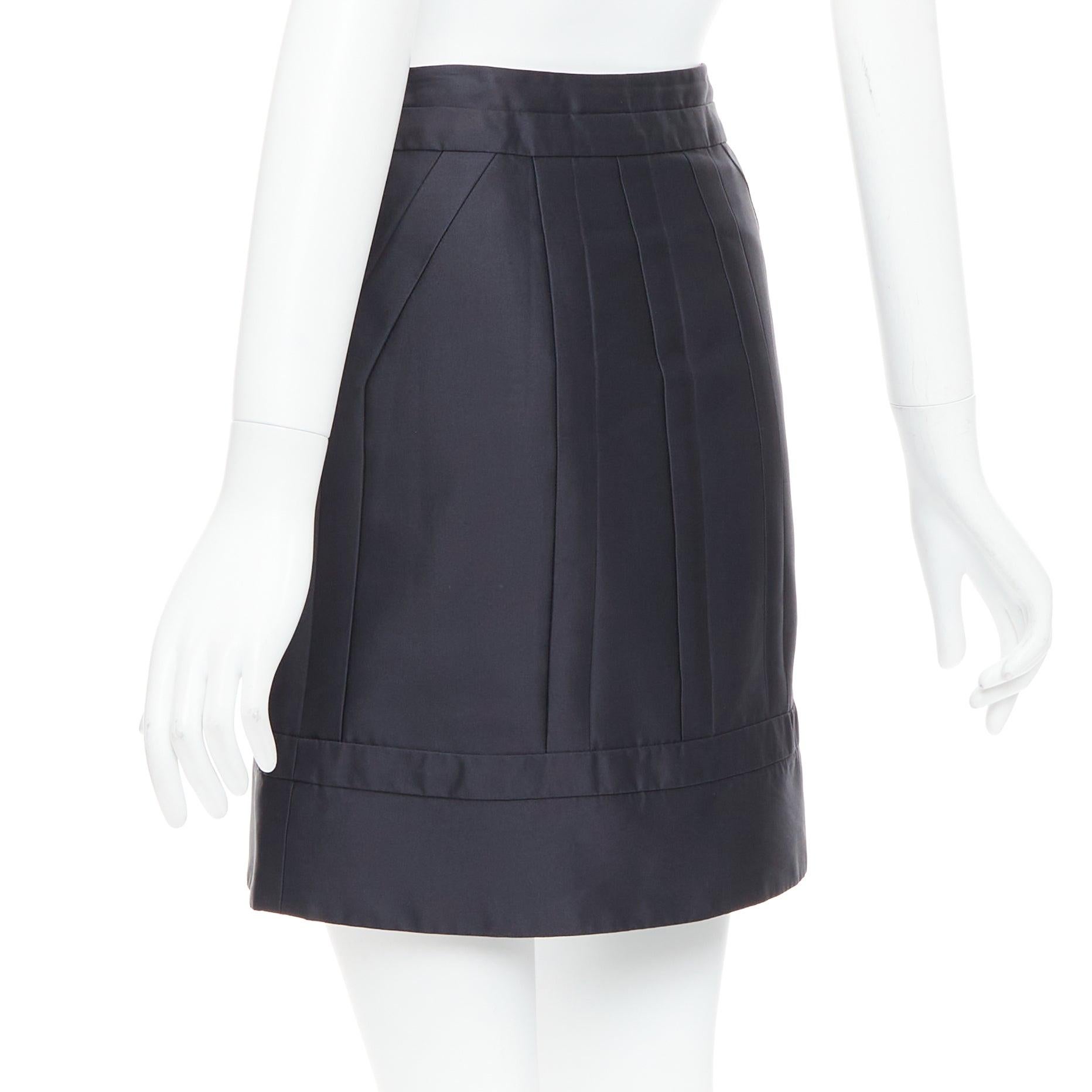 LOUIS VUITTON 100% silk black hot pink lined panelled A line skirt FR34 XS For Sale 1